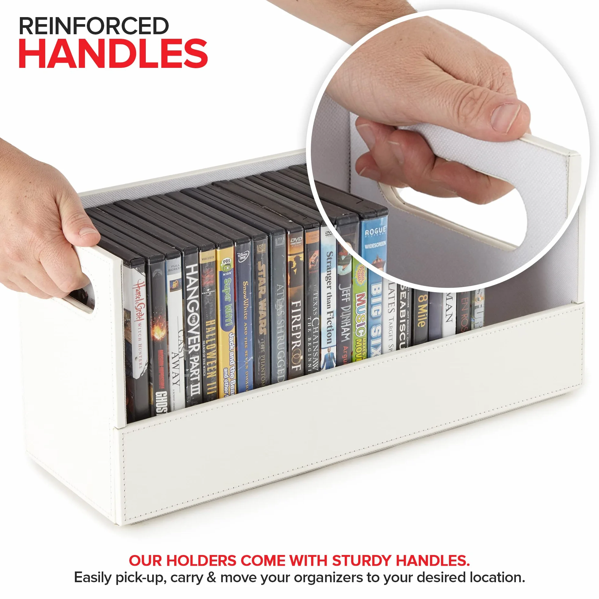 Stock Your Home Pudełko do przechowywania DVD, organizer na półkę filmową na Blu-Ray, etui na gry wideo, płyty CD, stojak na taśmę VHS, uchwyt na płyty, może pomieścić do 28 płyt DVD, sztuczna skóra