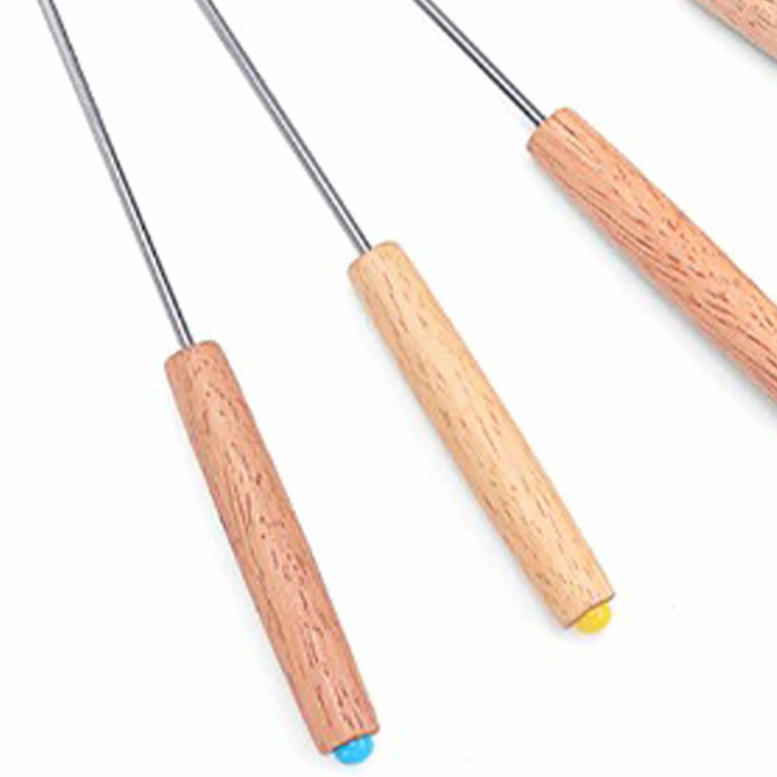 Widelce do fondue ze stali nierdzewnej 24 cm drewno dębowe