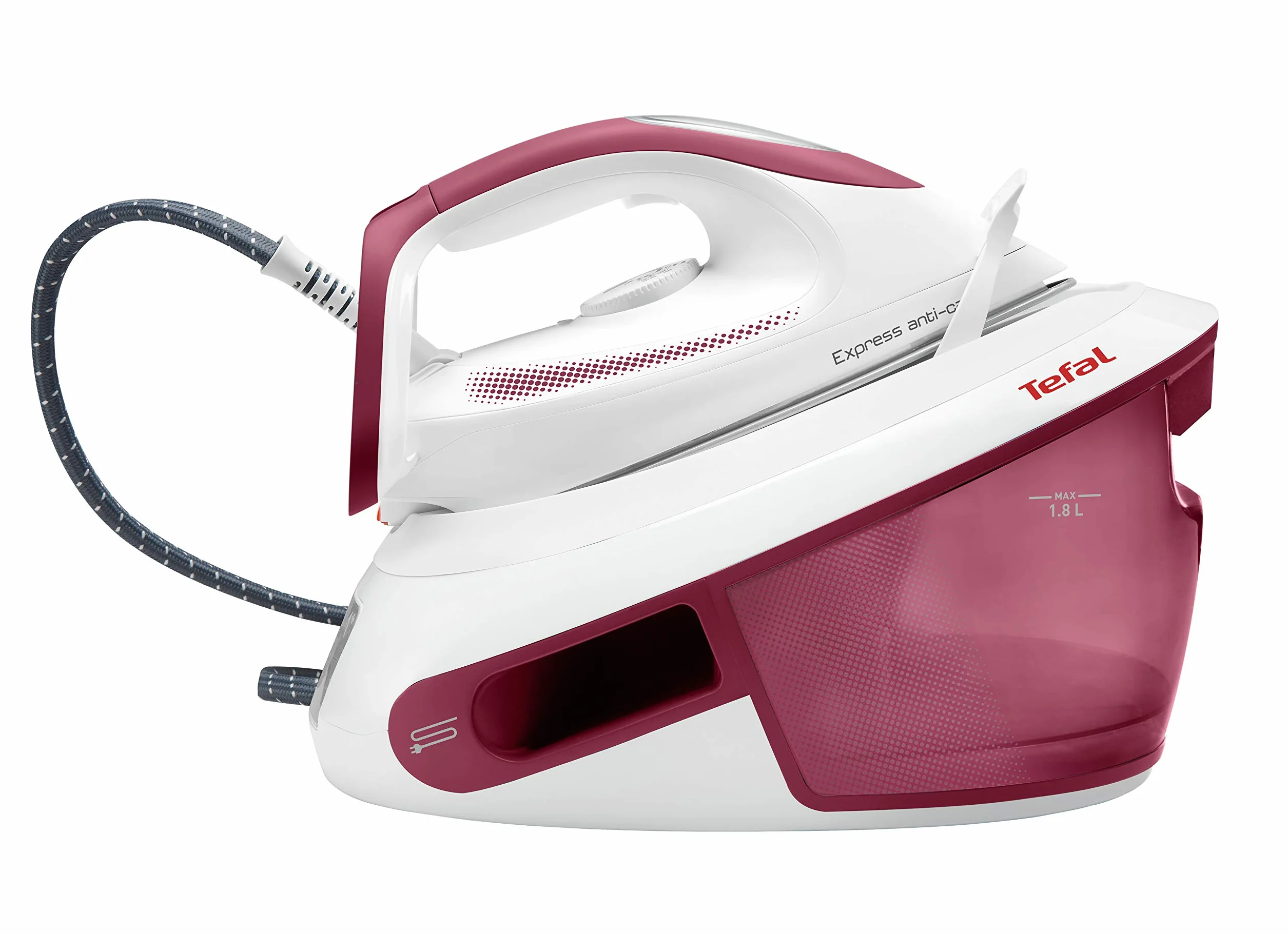 Tefal SV8012 Express Anti-Calc stacja parowa | 2800 W | Stała ilość pary: 120 g/min | Silne uderzenie pary: 400 g/min | Pojemność zbiornika na wodę: 1,8 litra | Kolektor zapobiegający osadzaniu się