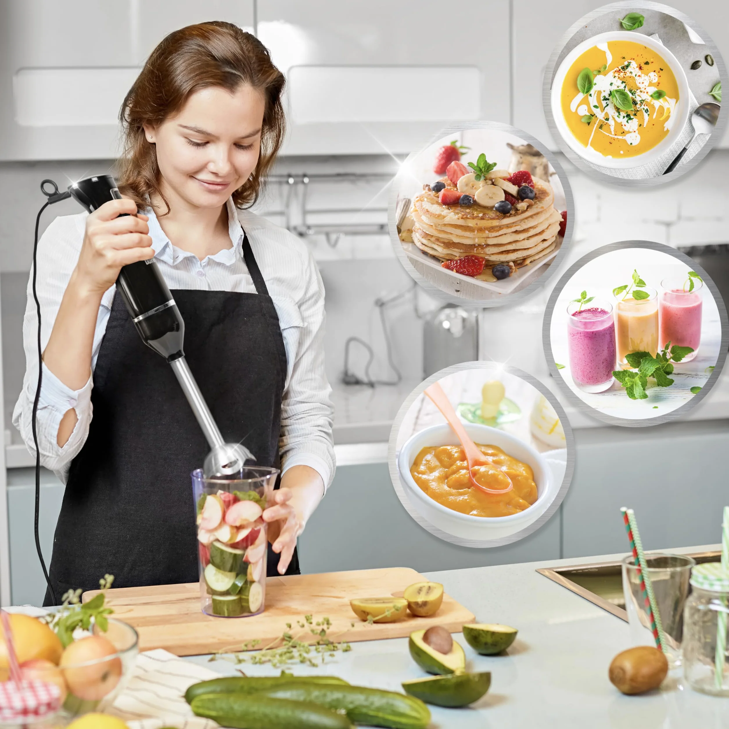 Duronic HB35B Blender ręczny 350W 4 ostrza ze stali nierdzewnej