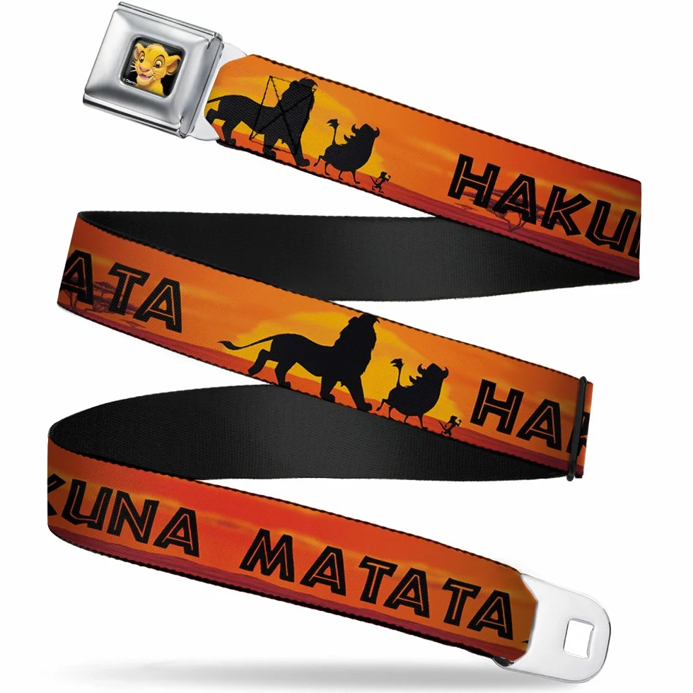 Buckle-Down Pas bezpieczeństwa Król Lwa HAKUNA MATATA pomarańczowy/czarny 2,5 cm x 50-86 cm