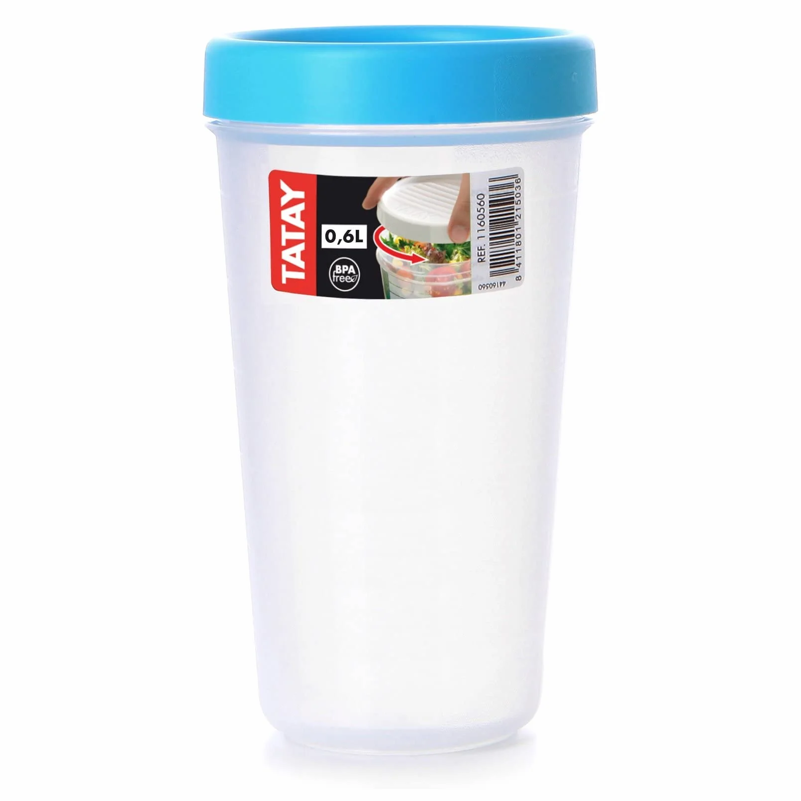 TATAY Pojemnik na żywność Airtight 0,6 l niebieski 8,5 x 8,5 x 16,5 cm