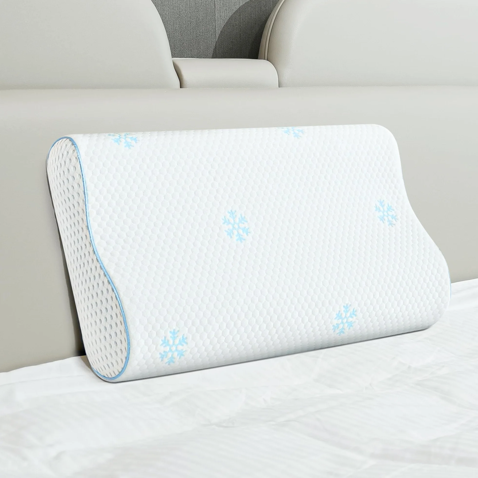 Poduszka Szyjna Memory Foam - Regulowana Poduszka Ortopedyczna z Pianką do Spania, Ergonomiczne Wsparcie Przeciw Bólowi i Chrapaniu, Pokrowiec Nadający się do Prania (60x35x10-12 cm)