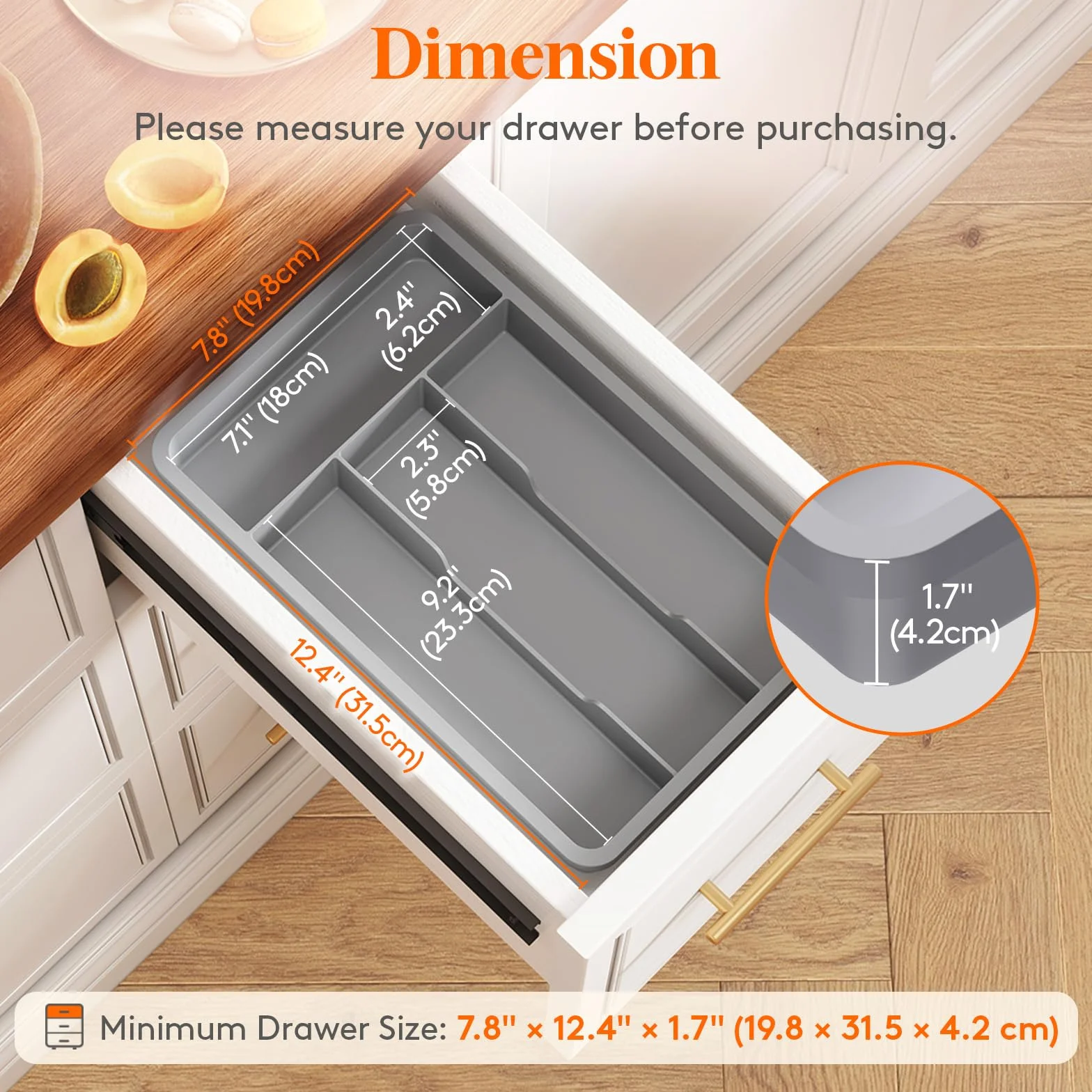 Lifewit Organizer na sztućce 4 przegródki 19,8 x 31,5 cm do szuflady