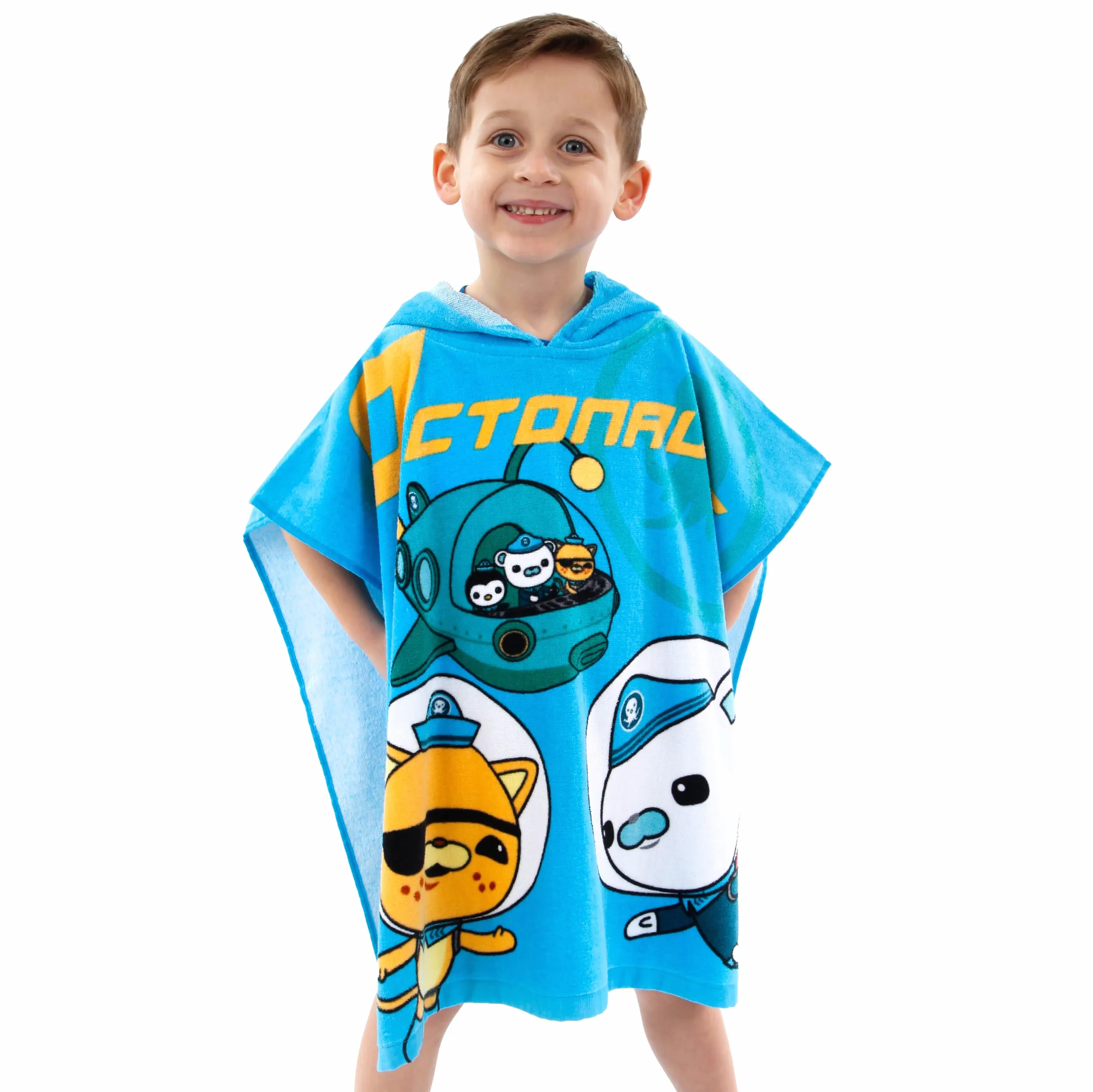 Octonauts Ręcznik z Kapturem Dziecięce Ponczo-Ręcznik Bawełniany Plażowy dla Chłopców Niebieski