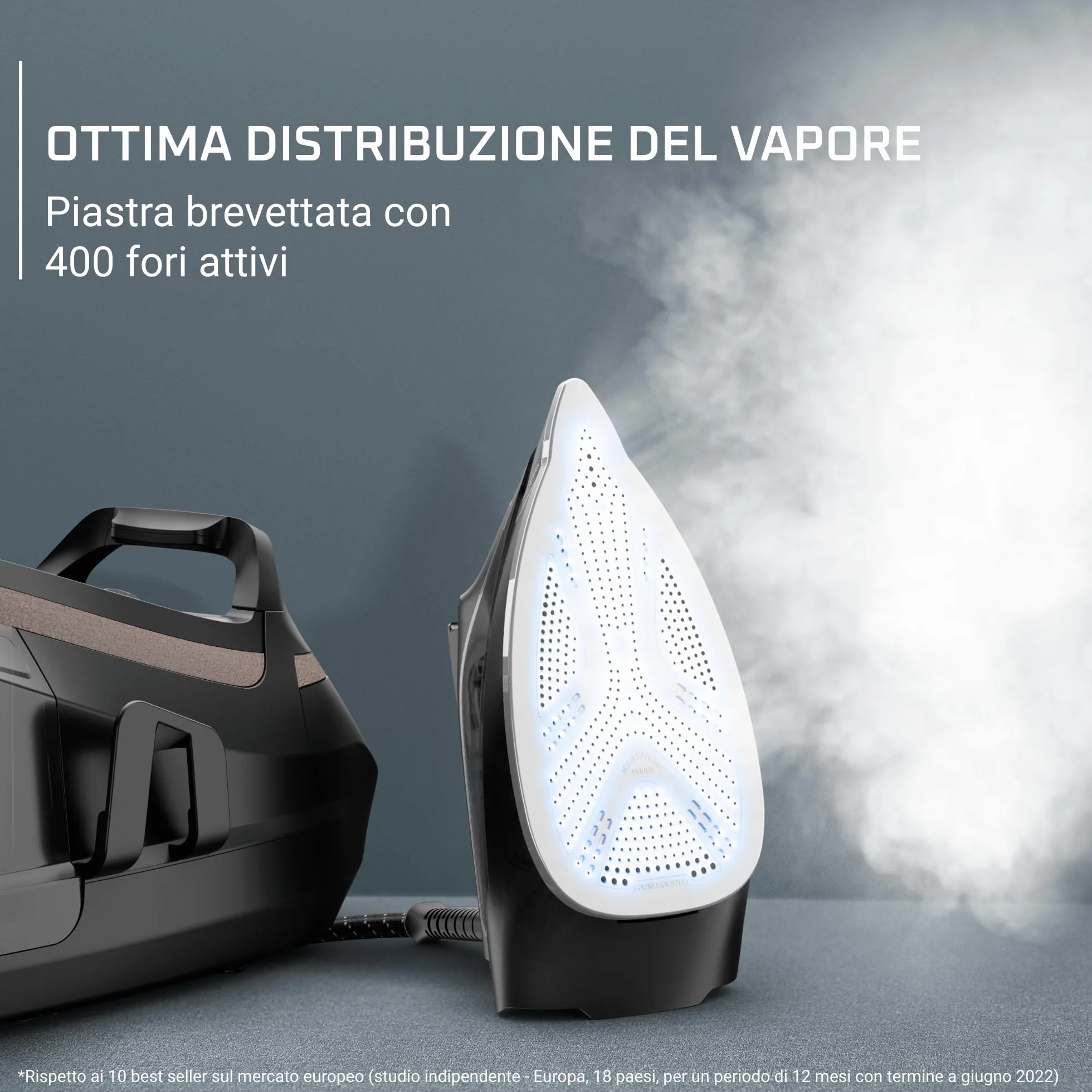Rowenta Eco Steam Pro stacja parowa 2800 W 580 g/min uderzenie pary 150 g/min ciągłe wytwarzanie pary EcoDesign tryb Eco 5 ustawień czarny beżowy DG9640F0