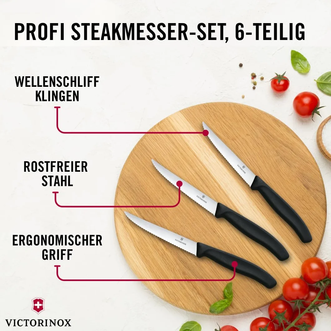 Victorinox Swiss Classic 6-częściowy zestaw noży do steków czarny 24 cm