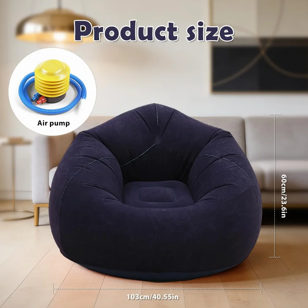 Nadmuchiwany worek do siedzenia, nadmuchiwany fotel, sofa plażowa, worek do siedzenia, sofa dmuchana do użytku na zewnątrz, na kemping, kemping, imprezy na plaży (niebieski)