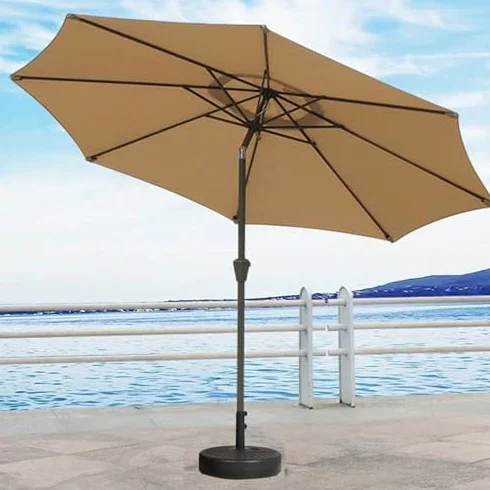Parasol tarasowy przesunięty - Parasol na zewnątrz do ogrodu przy basenie pokładu trawnika - Przenośny parasol plażowy z UPF50+ ochrona przed przyciskiem nachyleniem i korbem ułatwiającym użytkowanie