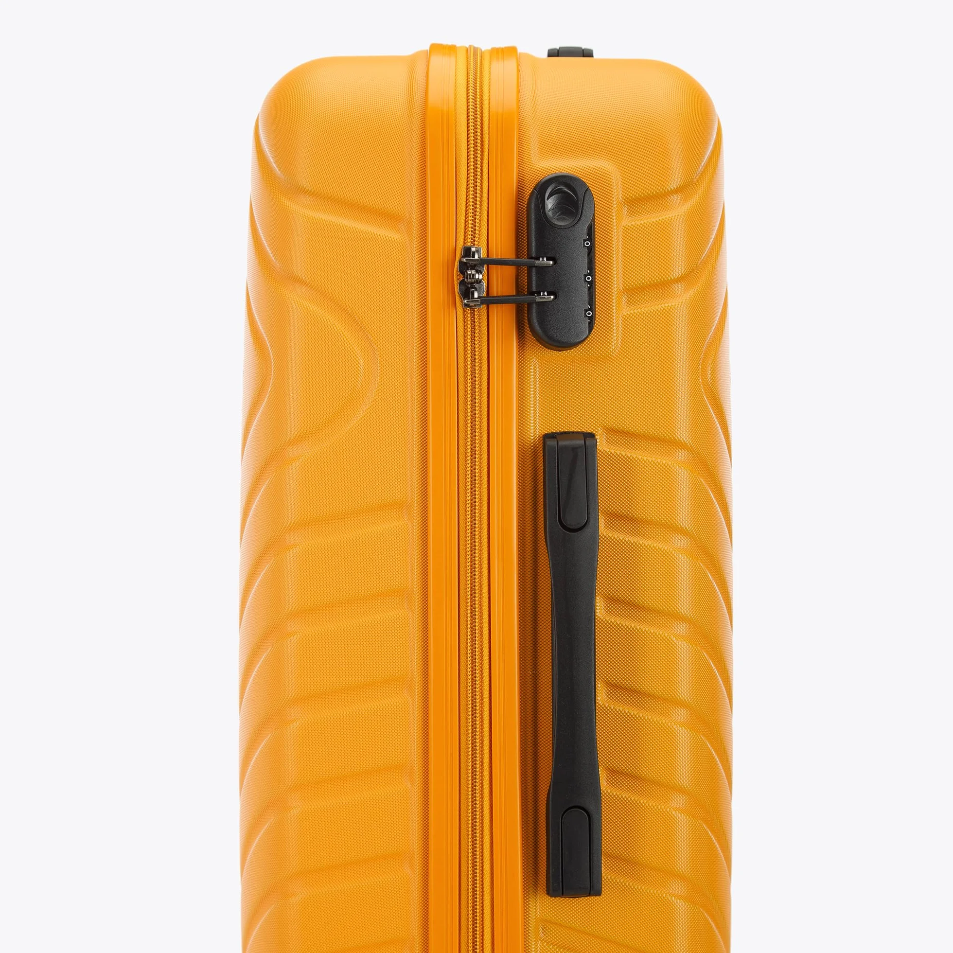 WITTCHEN Cube Line Walizka z tworzywa ABS, prosta geometryczna tłoczenie, 4 kółka z wyciąganym uchwytem zamek szyfrowy, Kolor: pomarańczowy, Set de 4 Valises, Zestaw 4 walizek