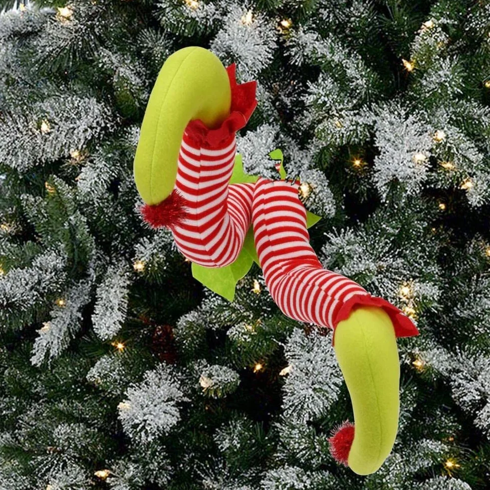 Świąteczny Elf Wypchane Nogi Ozdoby Flanelowe Bożonarodzeniowy Rekwizyt