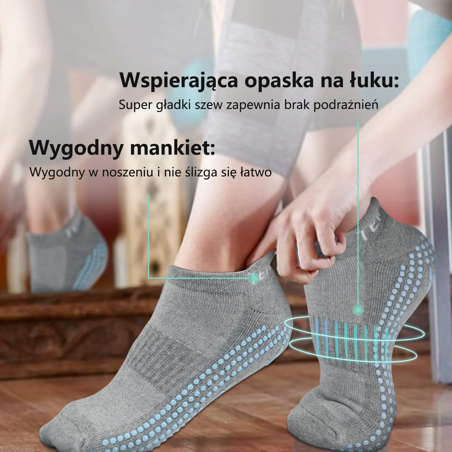 3 pary antypoślizgowych skarpet do jogi, pilatesu, szpitala, antypoślizgowe stopery dla kobiet i mężczyzn, do domu, treningu, uprawiania sportu