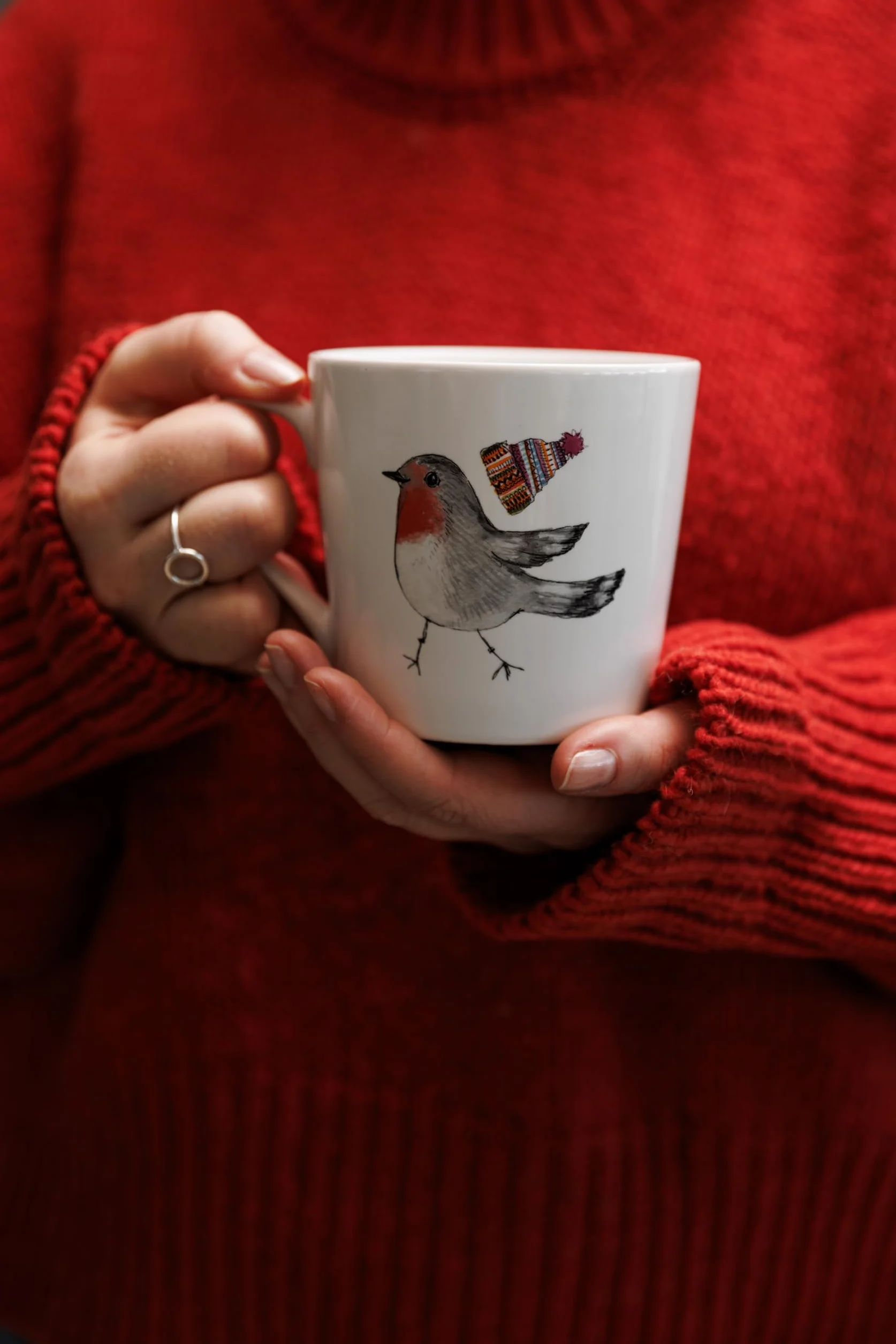 Mikasa Tipperlyhill Robin Ceramiczny zestaw kubków i podstawek, 380 ml, w pudełku prezentowym