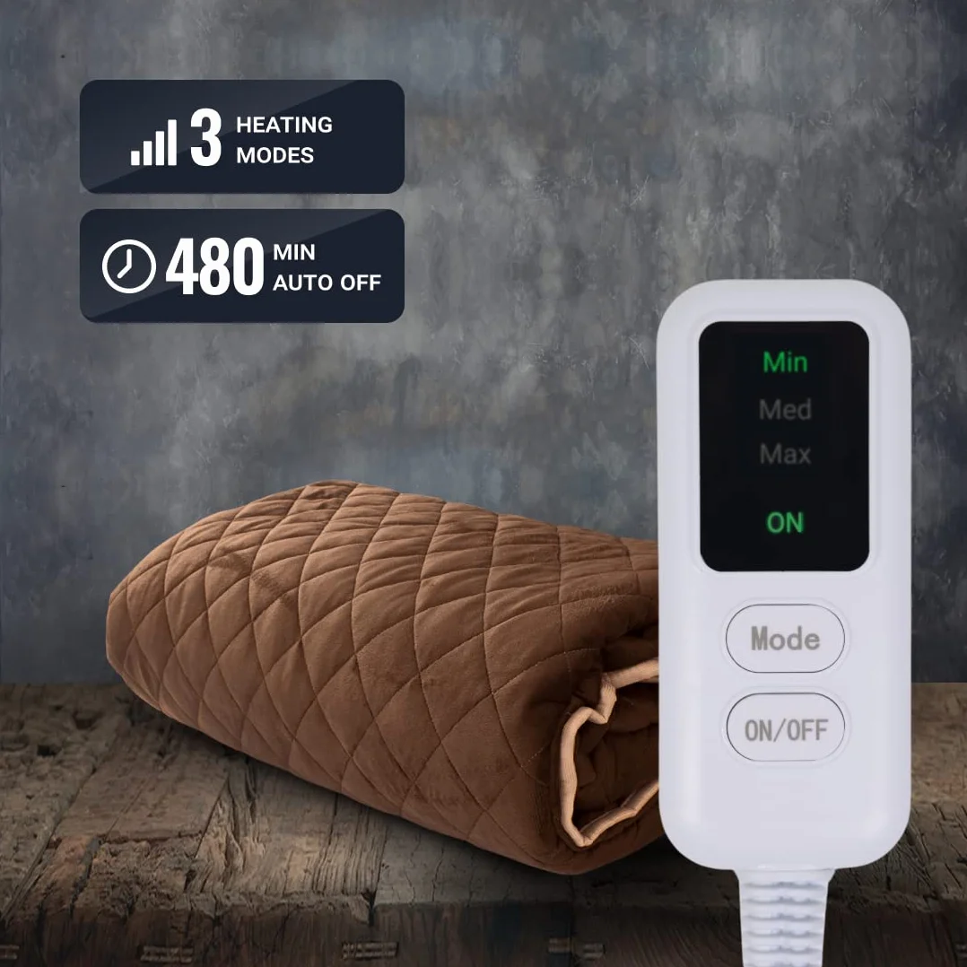 Koc elektryczny 150x180 cm 3 stopnie ogrzewania automatyczne wyłączanie pilot zdalnego sterowania