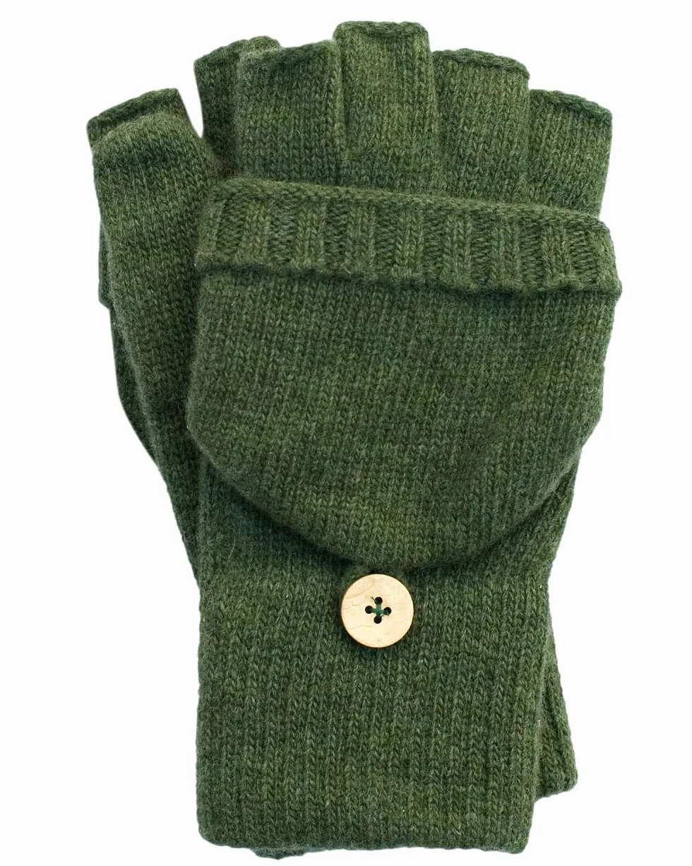 FosterNatur, Damskie / męskie rękawiczki wełniane z klapką, 100% wełna merino