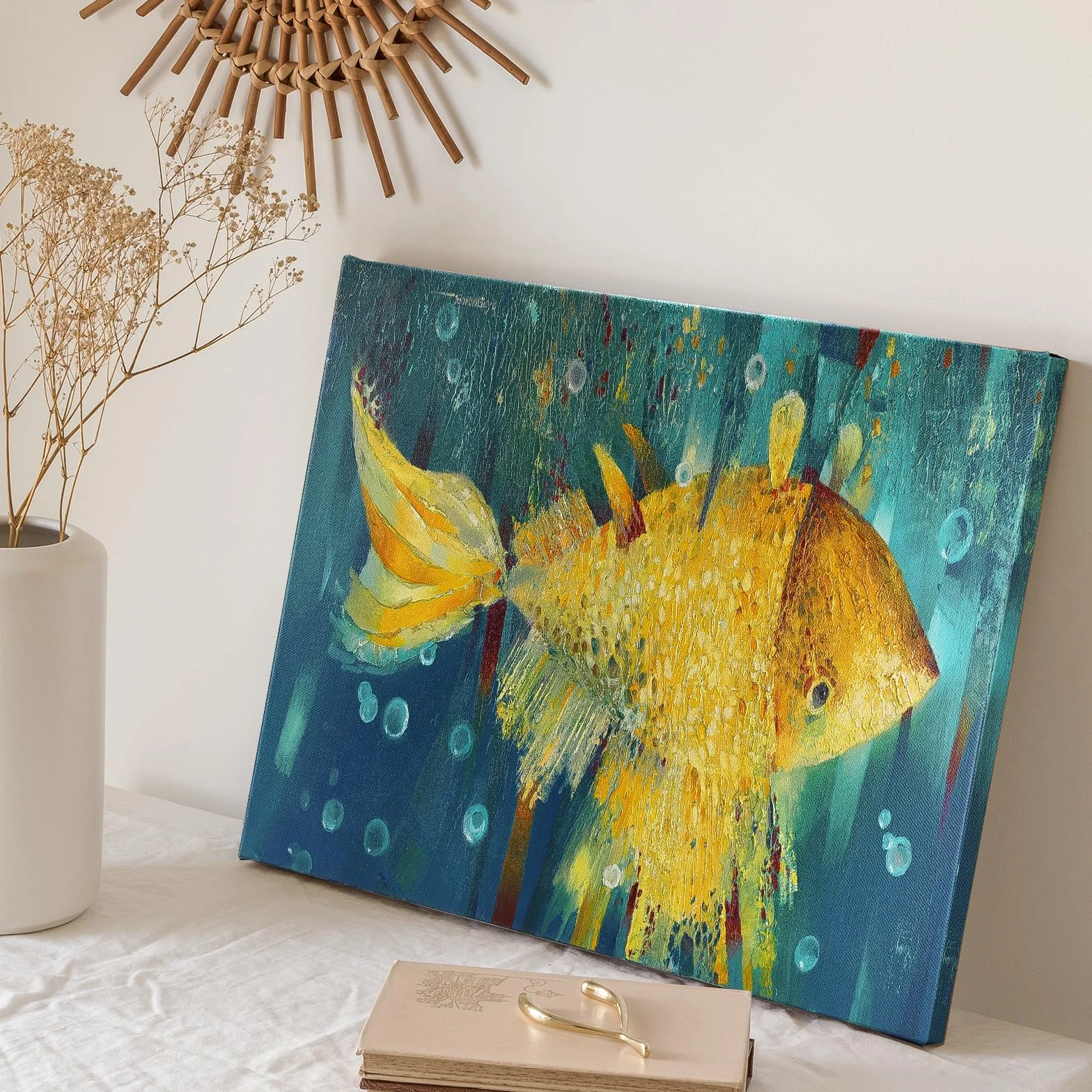 JBER Sztuka ścienna na płótnie 60 x 40 cm złota rybka
