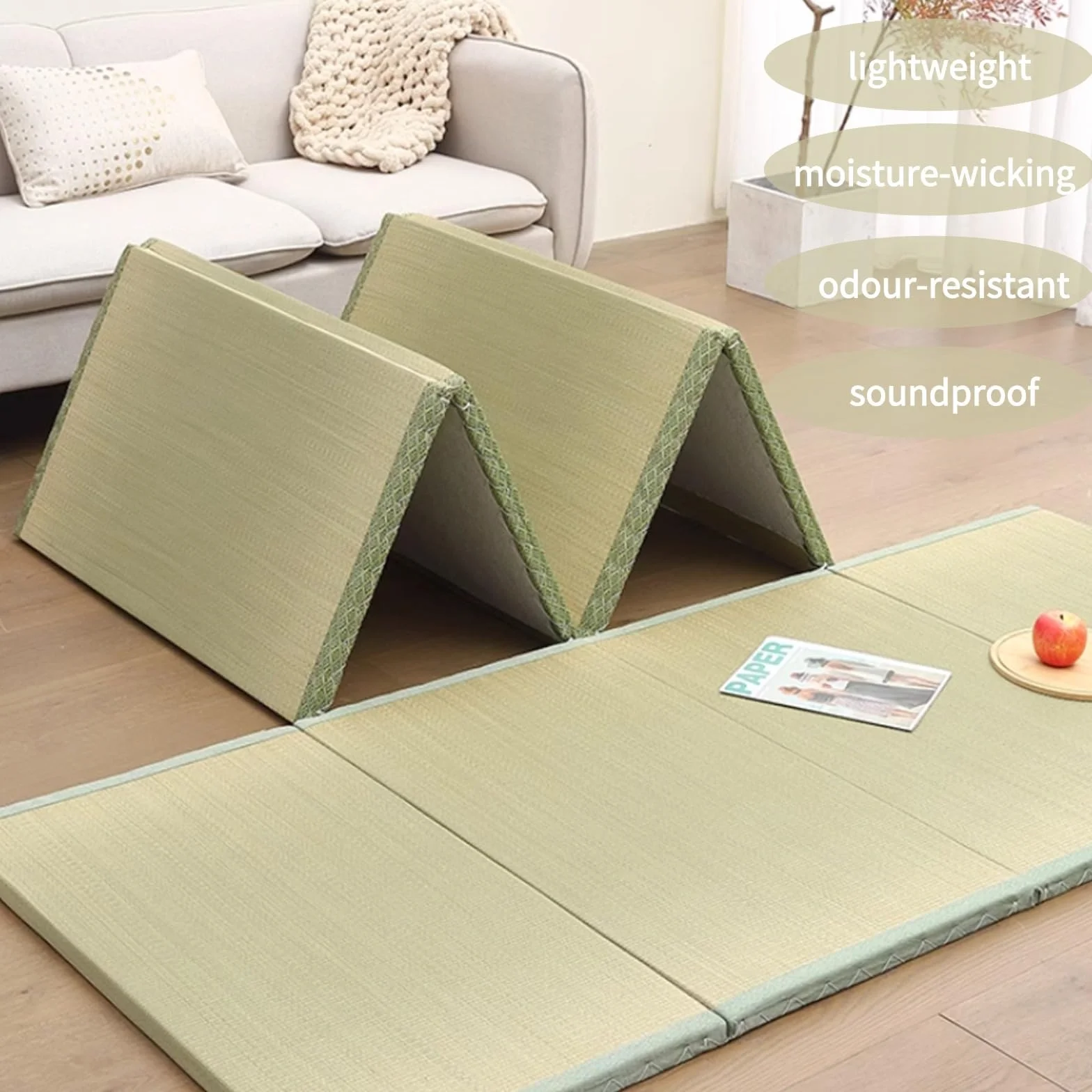 4-krotnie Japońska Mata Tatami, Naturalny Produkt Z Podłożem Bez Poślizgu, Mata Tatami Do Sypialni Herbaciarnia I Studia Jogi(Size:100X200X3..5cm)
