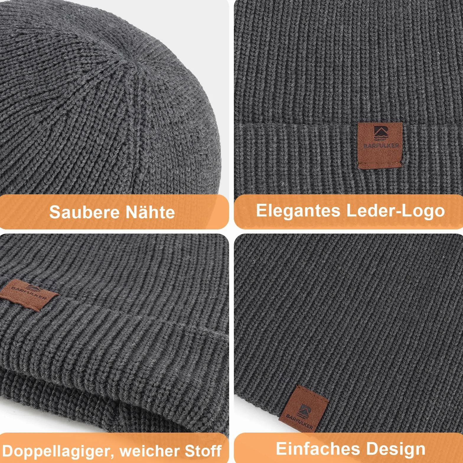 Czapka Beanie dla Mężczyzn i Kobiet, Uniseks Czapki Dzianiny na Jesień Zimę Dzianina Czapka Zimowa Damska Miękka i Ciepła Czapka Knitted Hats,Szary