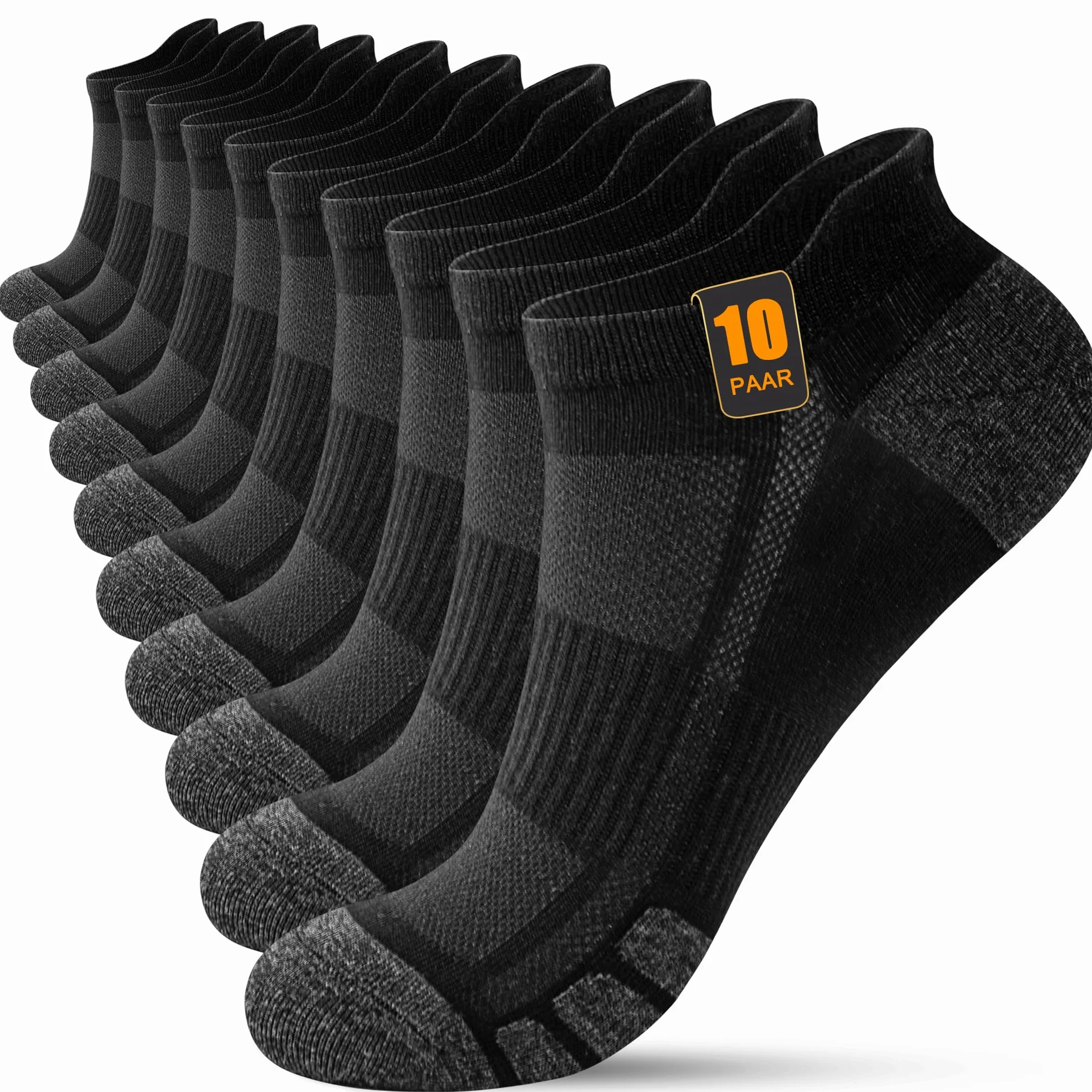 FORVEVO 10 Paar Sneaker Socken Herren Damen, Baumwolle Sportsocken, Atmungsaktive Laufsocken Kurz