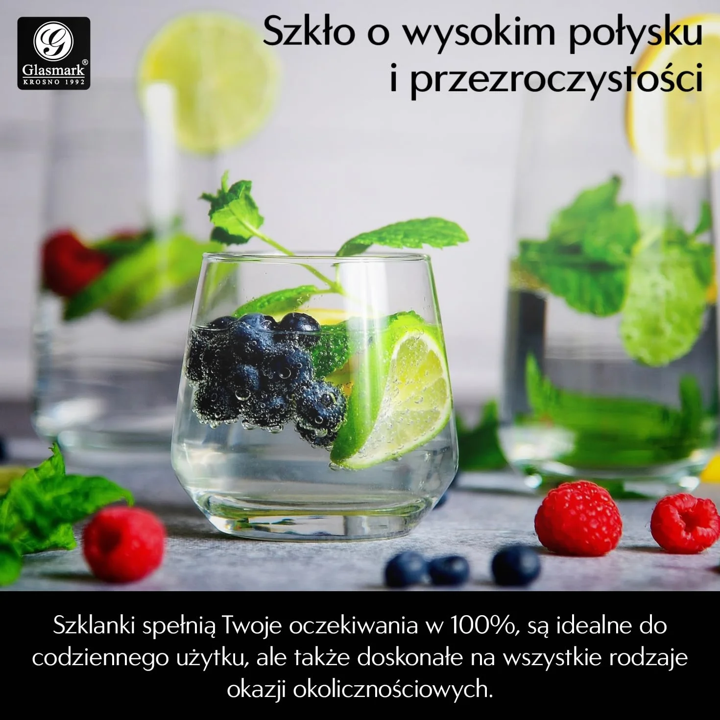 Glasmark Krosno Zestaw Szklanek 0,31 Litra Szklanki Do Whisky Napojów Szklanki Do Koktajli Drinków Szklanki Do Picia Szklanki do Wody Szklanki Do Soków 6 x 310 ML
