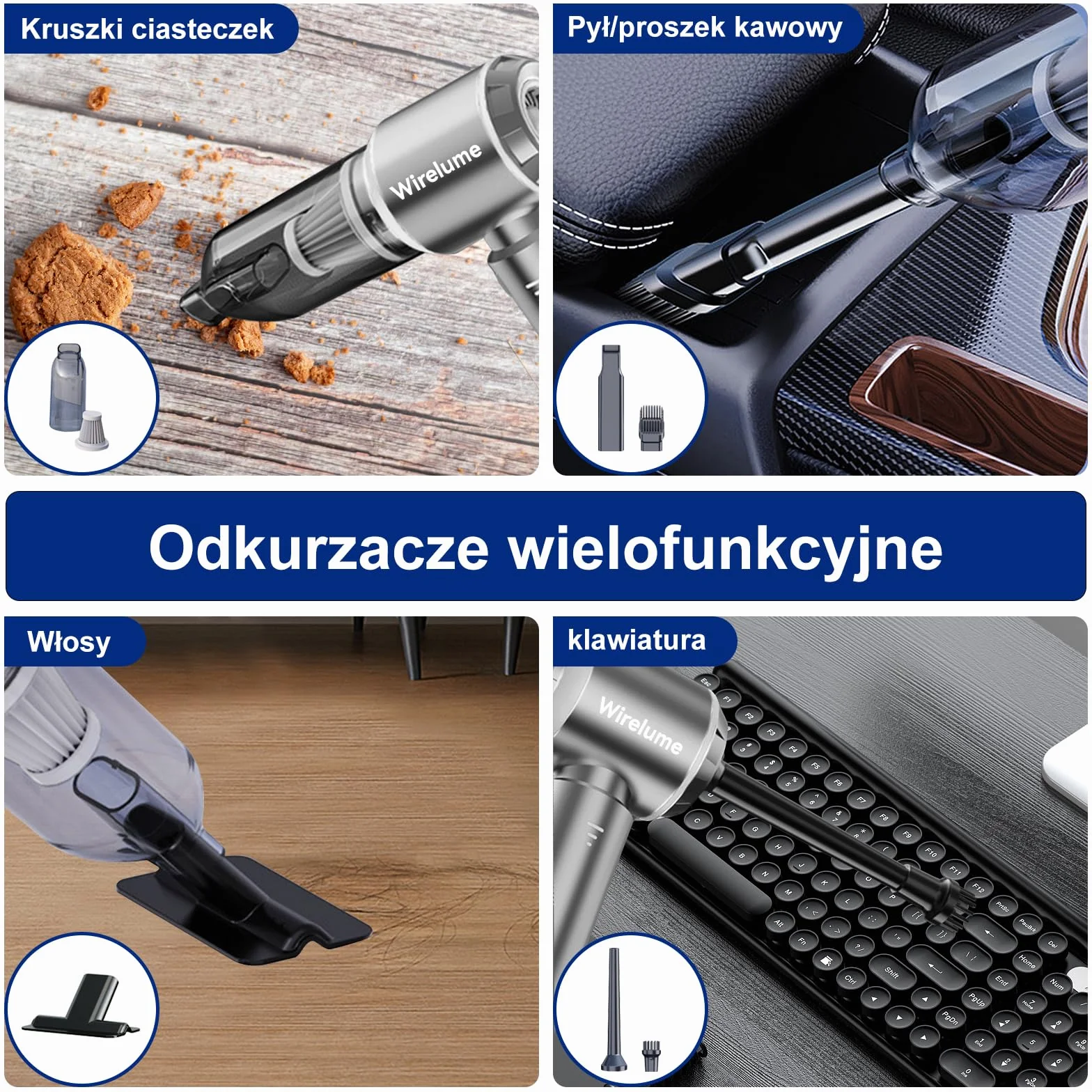 Bezprzewodowy Odkurzacz Ręczny Odkurzacz Samochodowy Miniodkurzacz mocny 22000Pa Mocny cyklonowy silnik ssący bezszczotkowy przenośny akumulatorowy lekki do sierści zwierząt pojazd biuro
