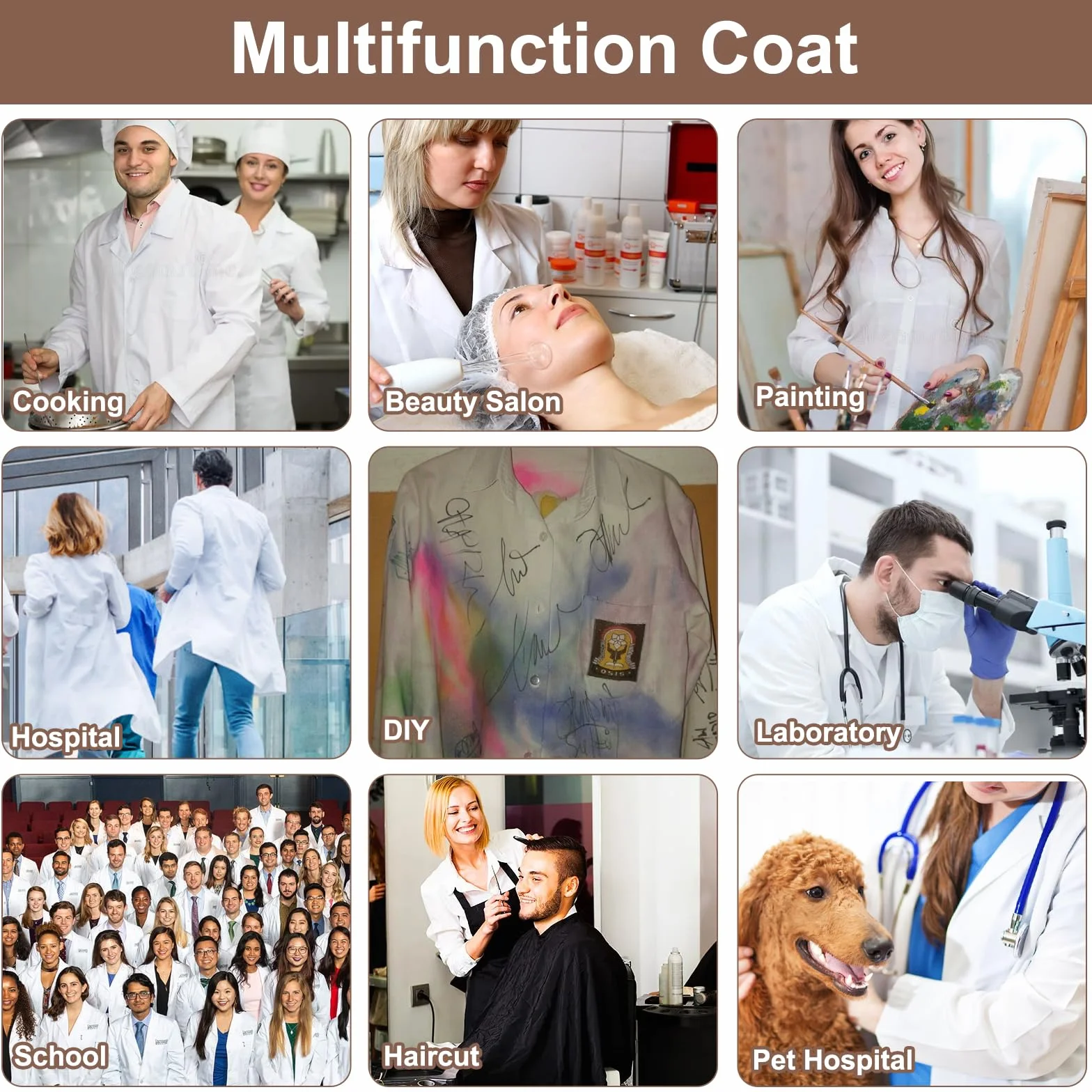 Biała bluzka laboratoryjna dla kobiet i mężczyzn laboratorium chemia laboratoryjna bluzka lekarska unisex dla studentów laboratorium naukowiec pielęgniarka cosplay XXL 180