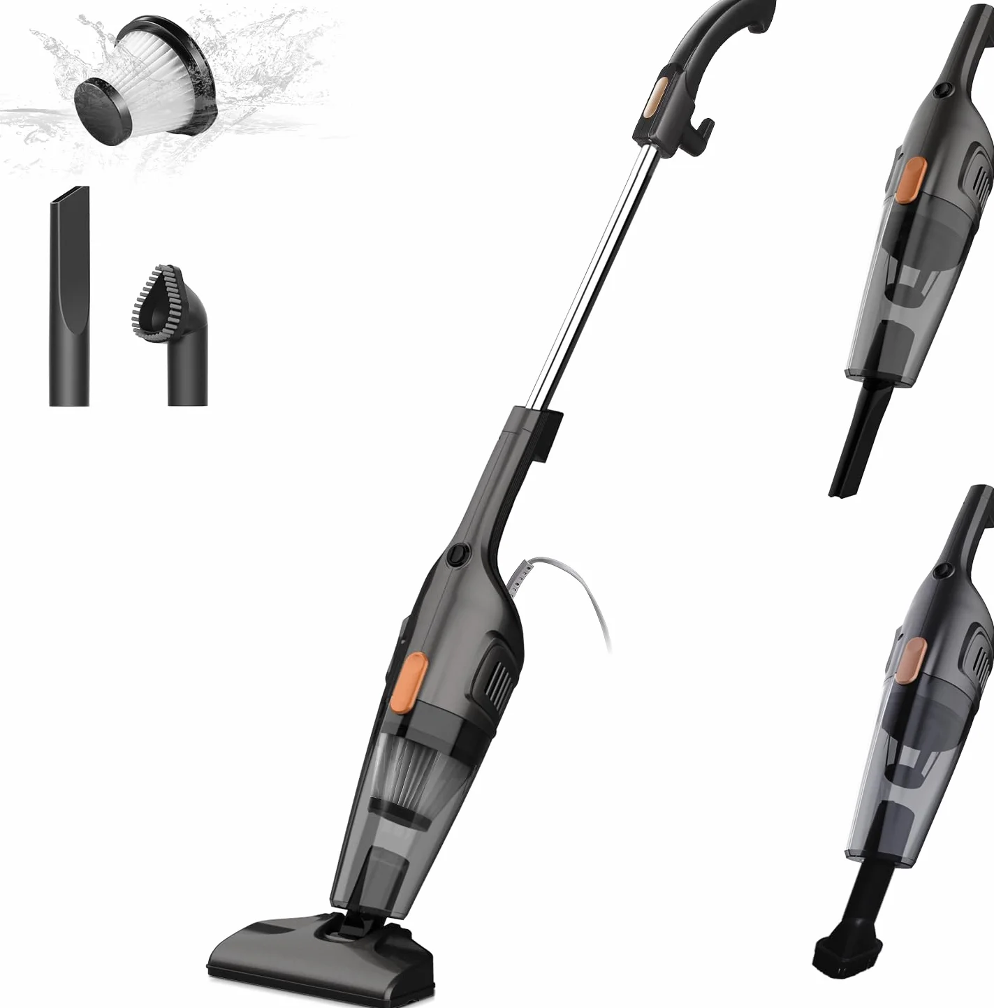 Deerma DX115C lekki odkurzacz bezworkowy 2 w 1 z filtrem HEPA, moc 600 W, pojemnik 1,2 l – idealny do twardych podłóg, dywanów i sierści zwierząt