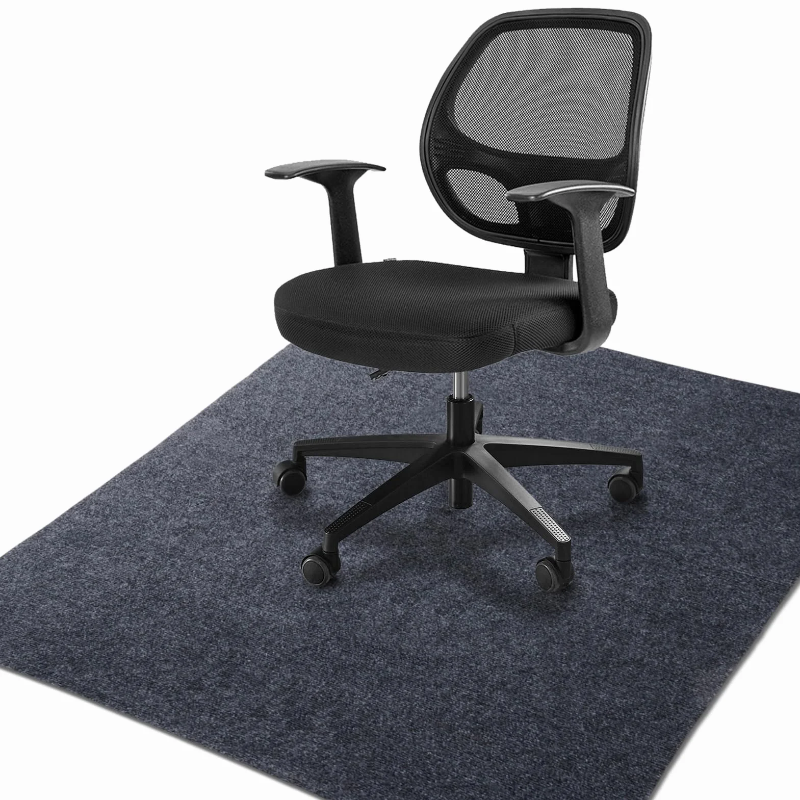Mata na krzesło biurowe 120 x 90 cm, maty na krzesła biurowe na podłogi z twardego drewna, antypoślizgowa mata ochronna na krzesła, dywan, ochraniacz, krzesła biurowe, ciemnoszara, 160 x 140