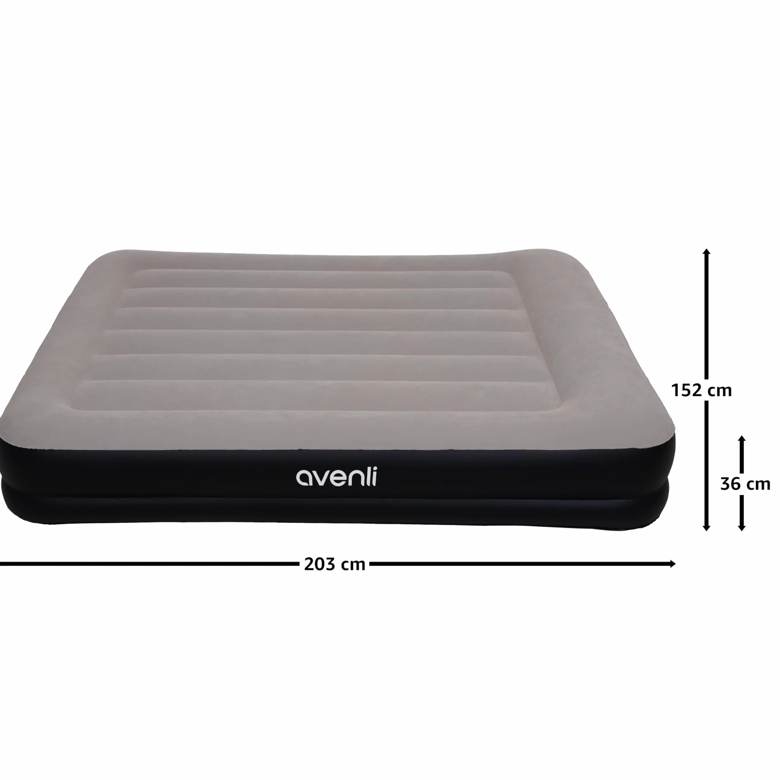 AVENLI Materac dmuchany samopompujący dwuosobowy 203x152x36cm z pompką elektryczną flokowany na kemping