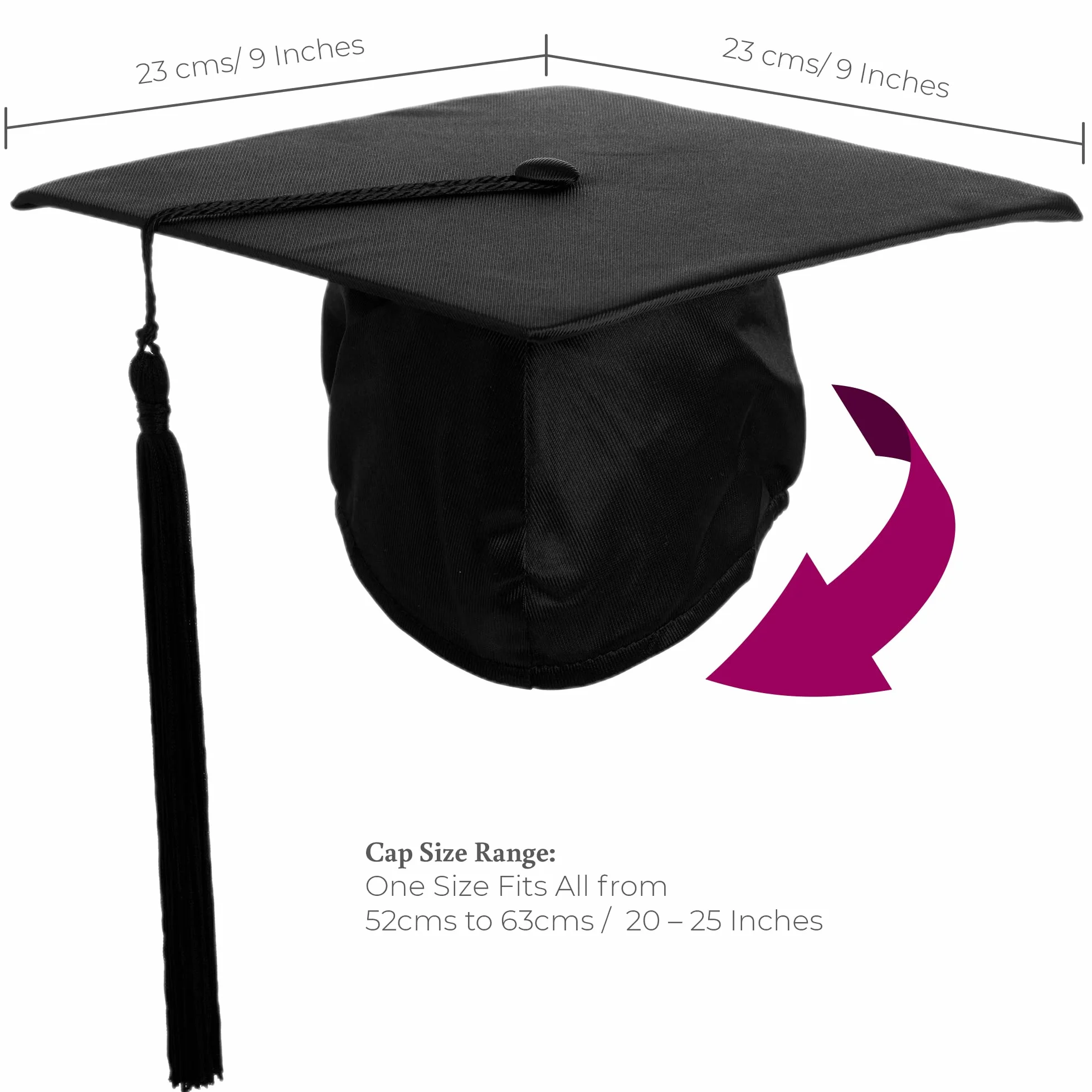 Ashington Value Suknia ukończenia szkoły i czapka unisex, kostium na ceremonię akademicką do szkoły średniej i na uniwersytet, strój dla nastolatków, czarny, Czarny, XL