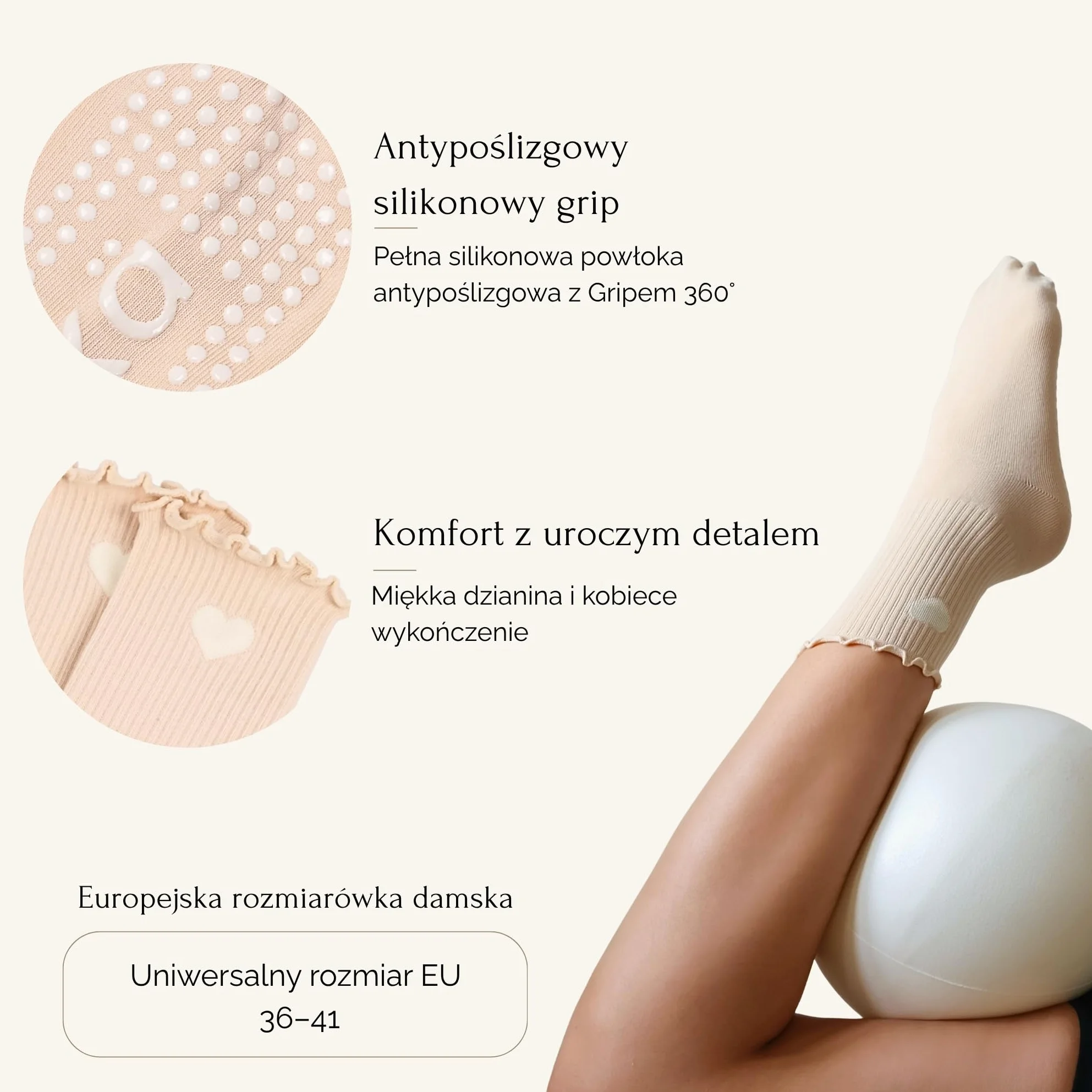 Elkä Skarpetki antypoślizgowe do pilatesu grip mocny stabilność komfort joga fitness
