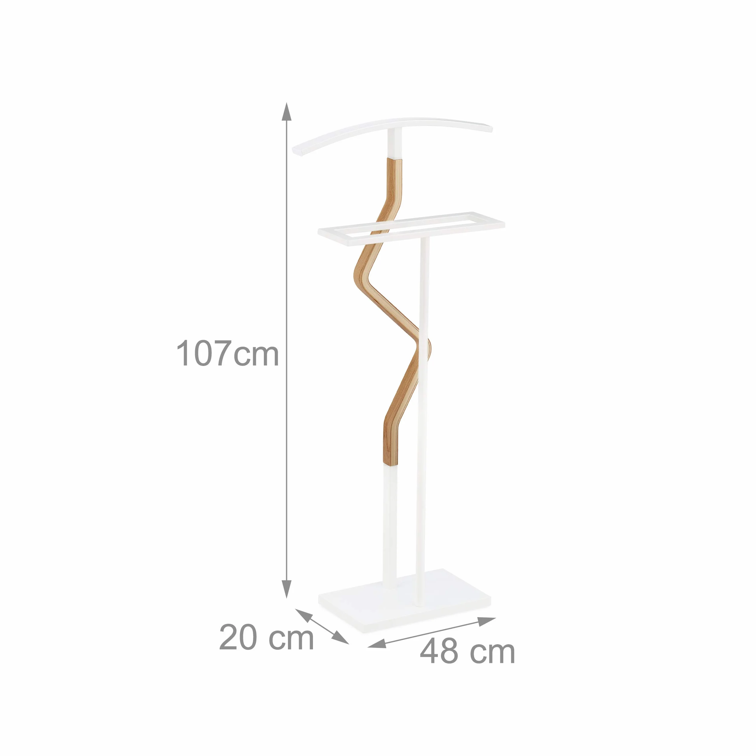 Relaxdays Wieszak męski do garnituru i spodni mieszanka drewna metalu 107x48x20 cm biały naturalny