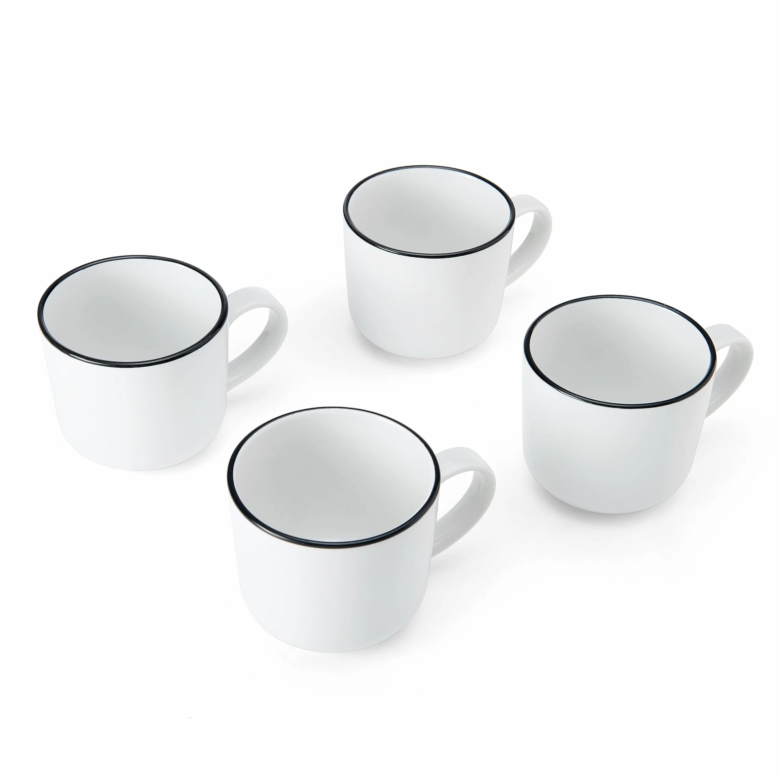 Mikasa Limestone Zestaw porcelanowych kubków 4x 360 ml czarna obwódka do kawy i herbaty