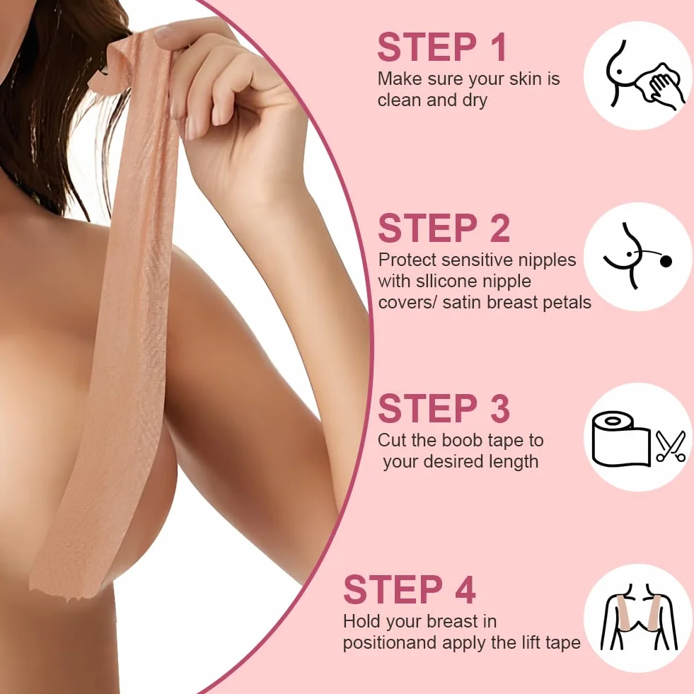 AOOWU Klejony biustonosz push-up bez ramiączek, niewidoczny biustonosz bez ramiączek, samoprzylepny biustonosz push-up, duży mały biustonosz typu boob tape breast boob, biustonosz bez ramiączek, modny