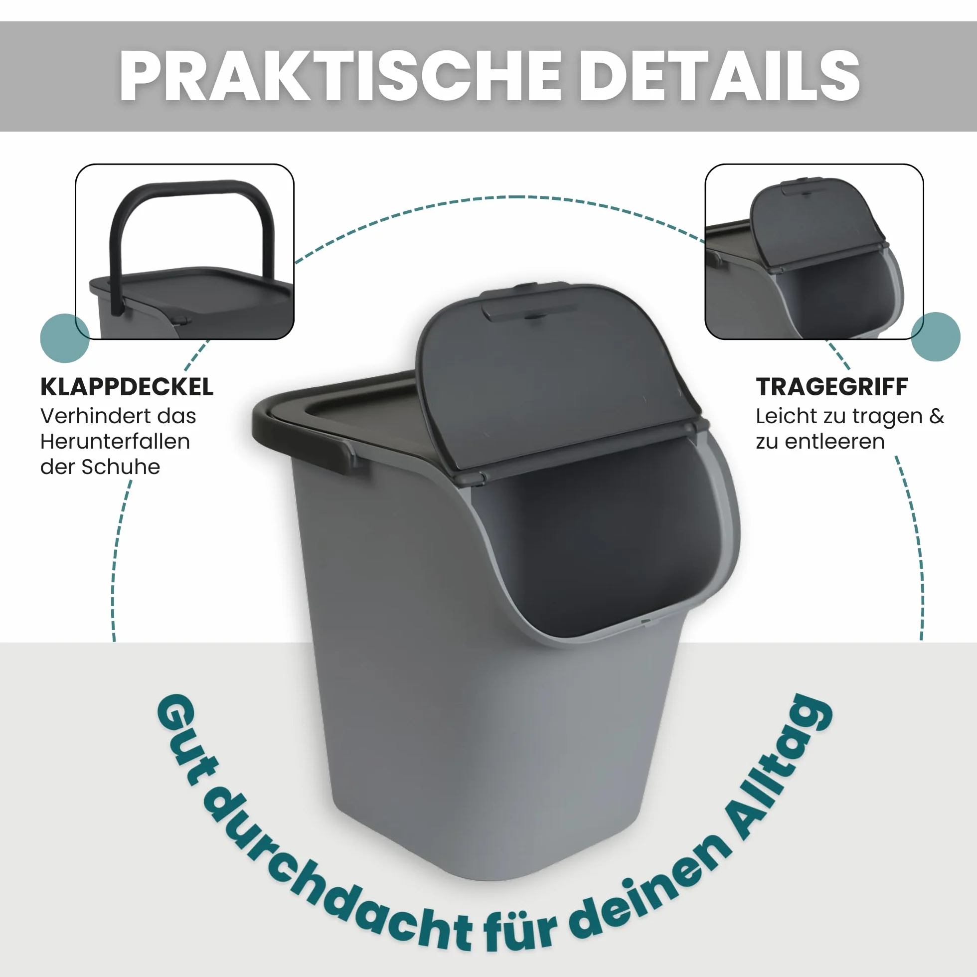 Kamai Kosz na śmieci 40 l z pokrywką i uchwytem z tworzywa sztucznego