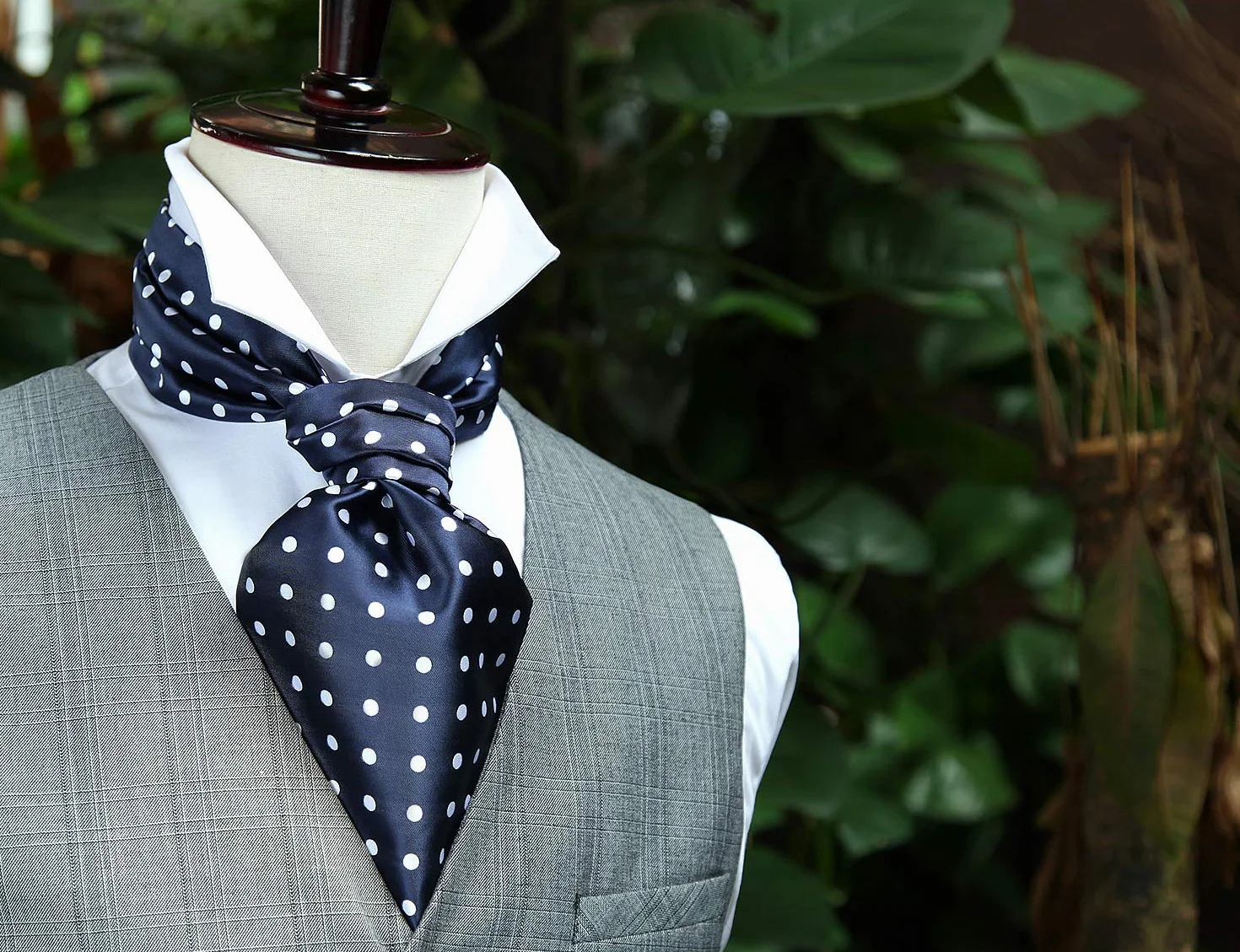 HISDERN Szalik do krawata męski na wesele Ascot krawat w kropki elegancka chusta biznesowa