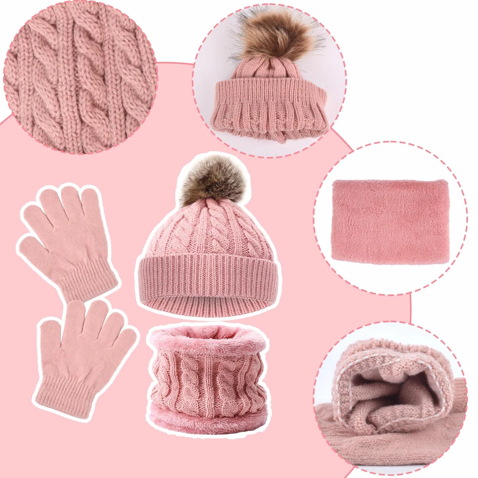 SSKHE 3-częściowy zestaw dla dzieci, zimowa, ciepła, czapka beanie, szalik, rękawiczki, zestaw dla chłopców i dziewczynek w wieku 1-5 lat, zestawy akcesoriów zimowych dla dzieci, do sportów na świeżym