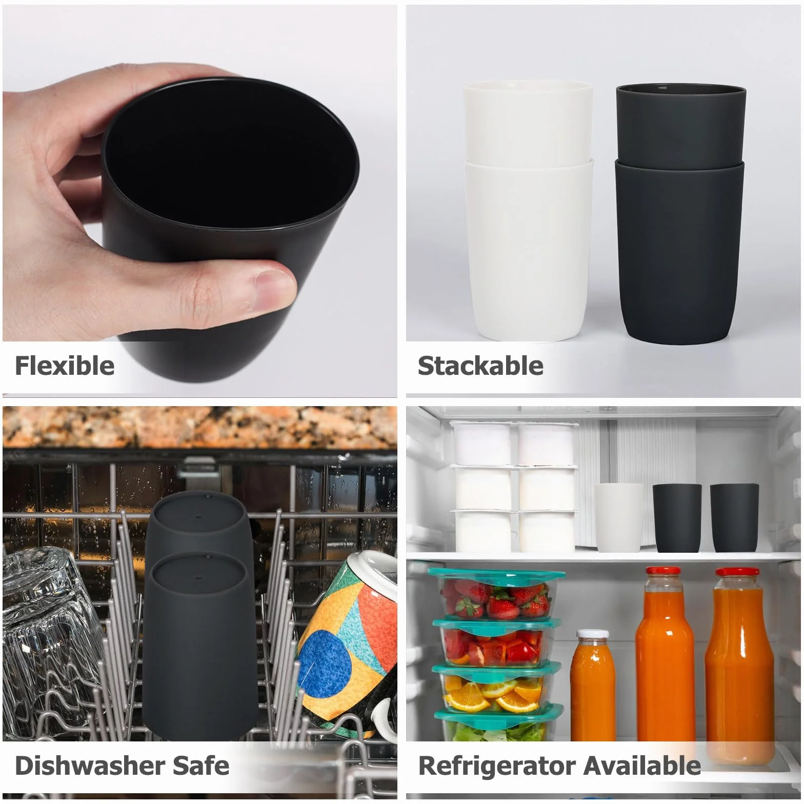Topsky 4 kubki do mycia zębów 280 ml czarne białe