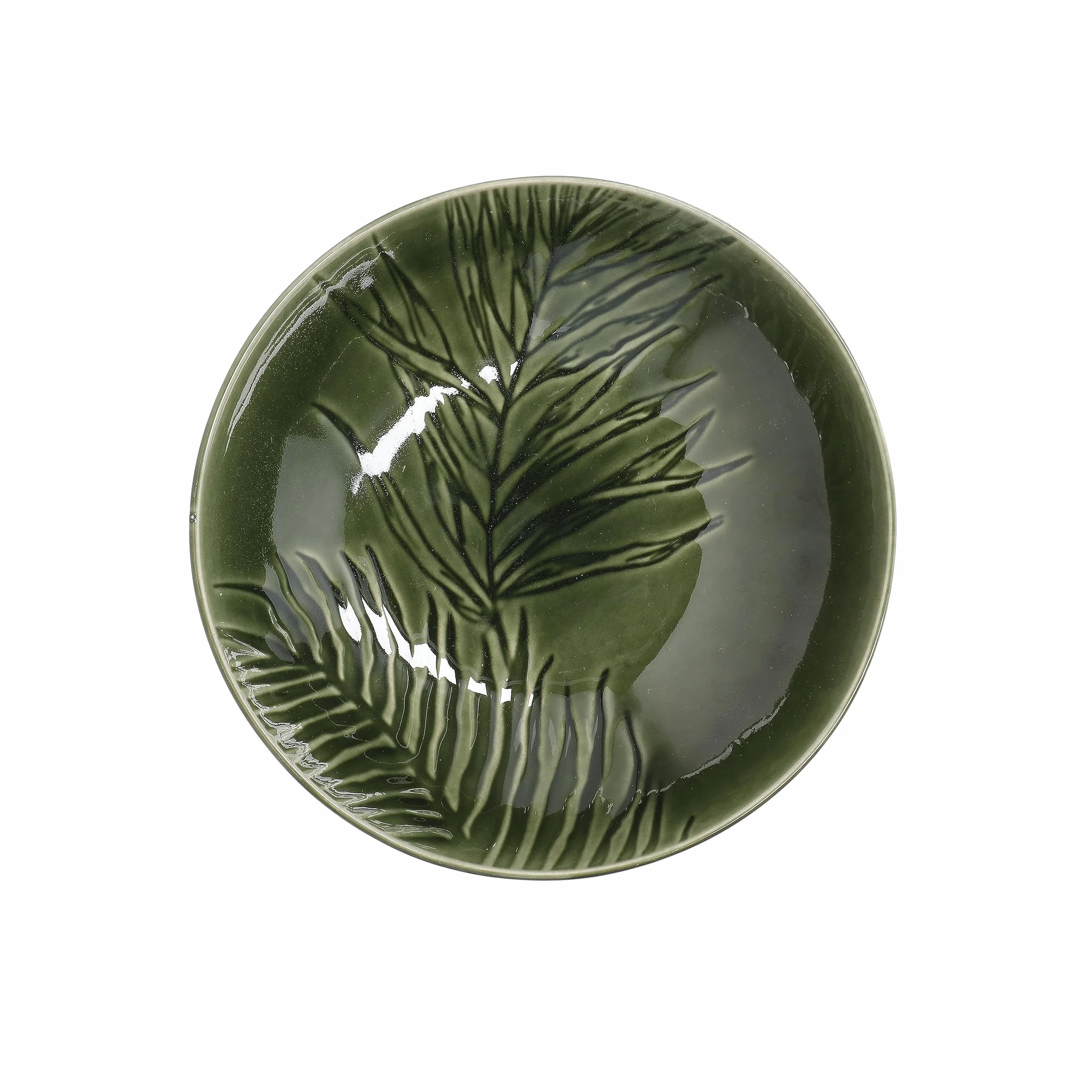 Mikasa Jardin Zestaw misek do makaronu 4 szt. kamionka 20 cm zielony wzór botaniczny