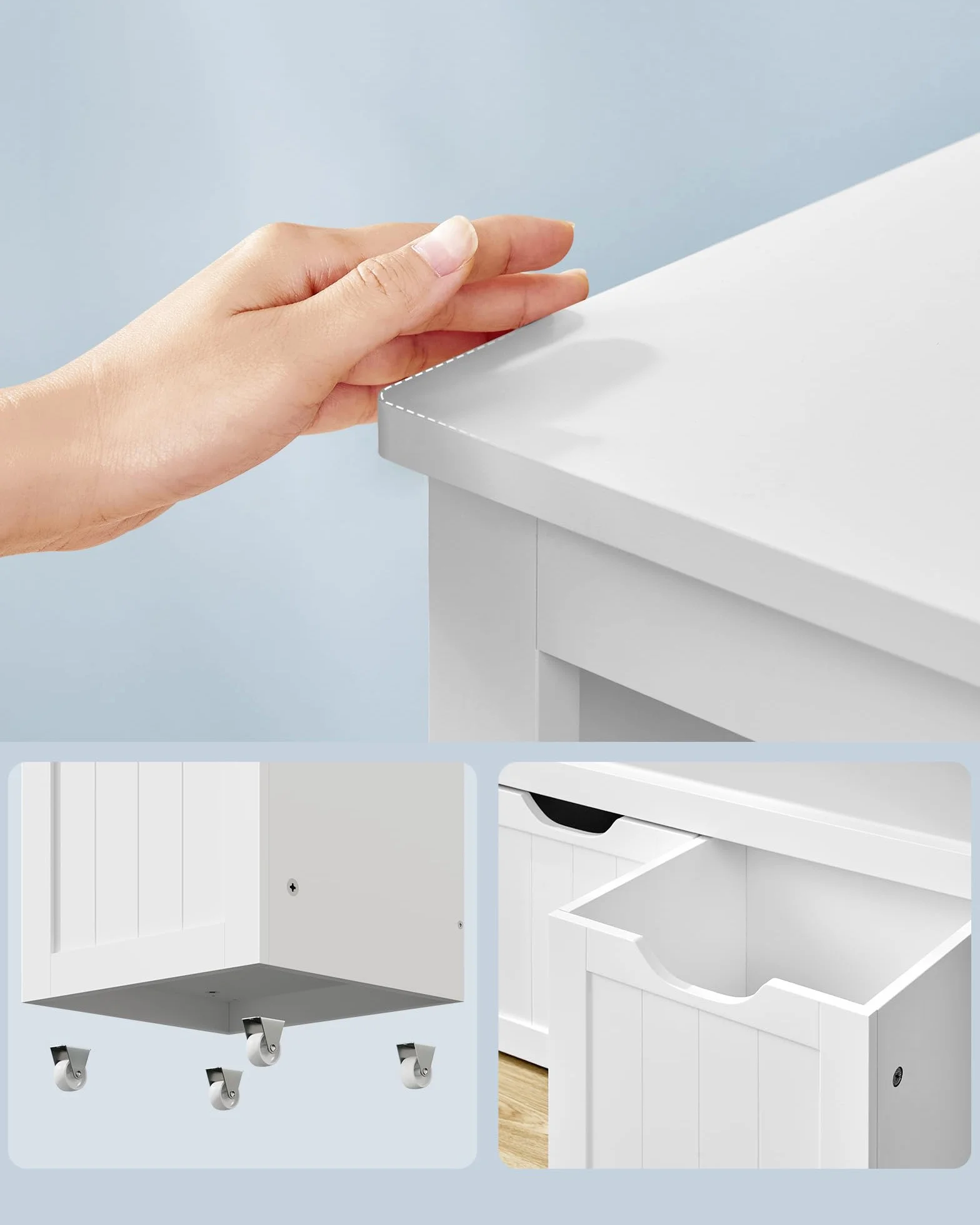 VASAGLE Szafka do przechowywania zabawek 3 półki na kółkach 30x102x60 cm biały