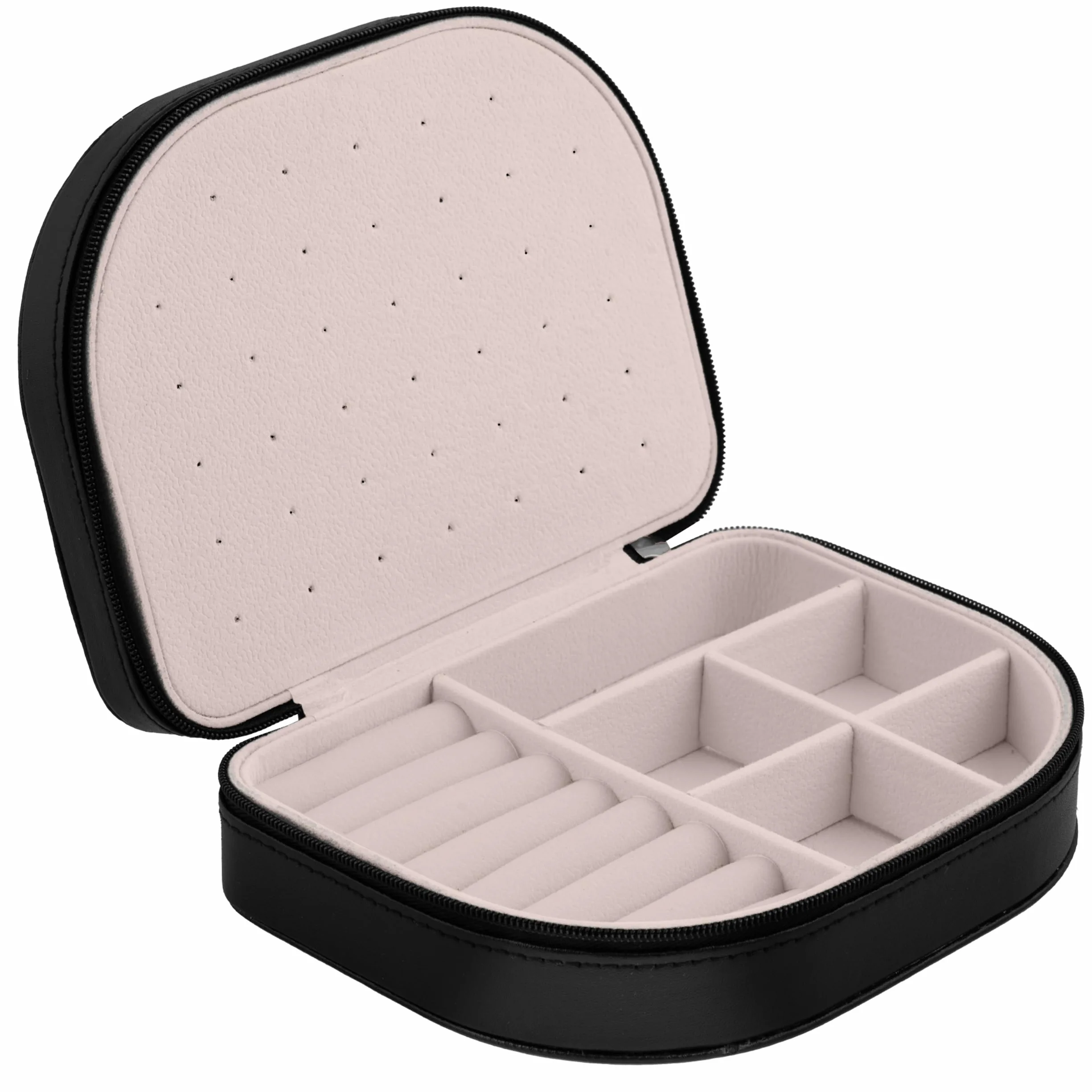 Szkatułka Na Biżuterię Etui Podróżne Małe Pudełko Do Przechowywania Biżuterii Organizer 16,5 x 12 x 5 cm Czarny