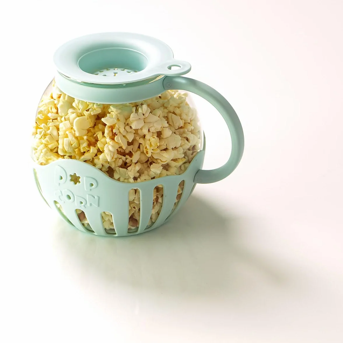 JOCCA - 2,2 litra szklanej kuchenki mikrofalowej do popcornu/silikonowy pojemnik na masło/nadaje się do mycia w zmywarce/wysokie temperatury/zdrowy/niebieski kolor