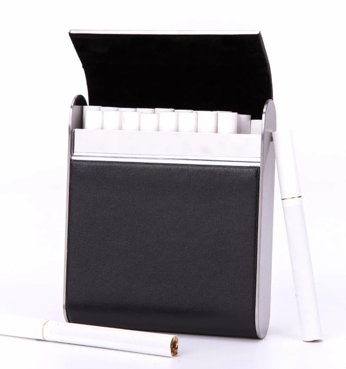 Etui na papierosy Etui na papierosy ze stali nierdzewnej Etui na papierosy z metalu Nowe etui na papierosy z włókna węglowego z magnetyczną klamrą Flip do，G