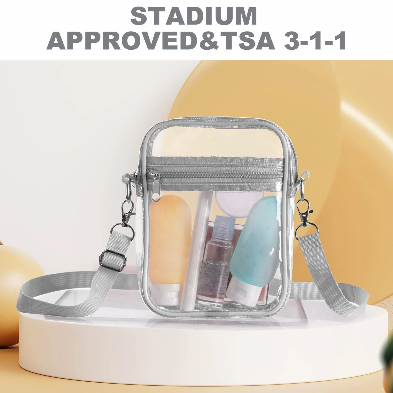Aucuu Przezroczysta torba crossbody, zatwierdzona przez stadion, przezroczysta torebka z regulowanym paskiem na ramię, torby kurierskie