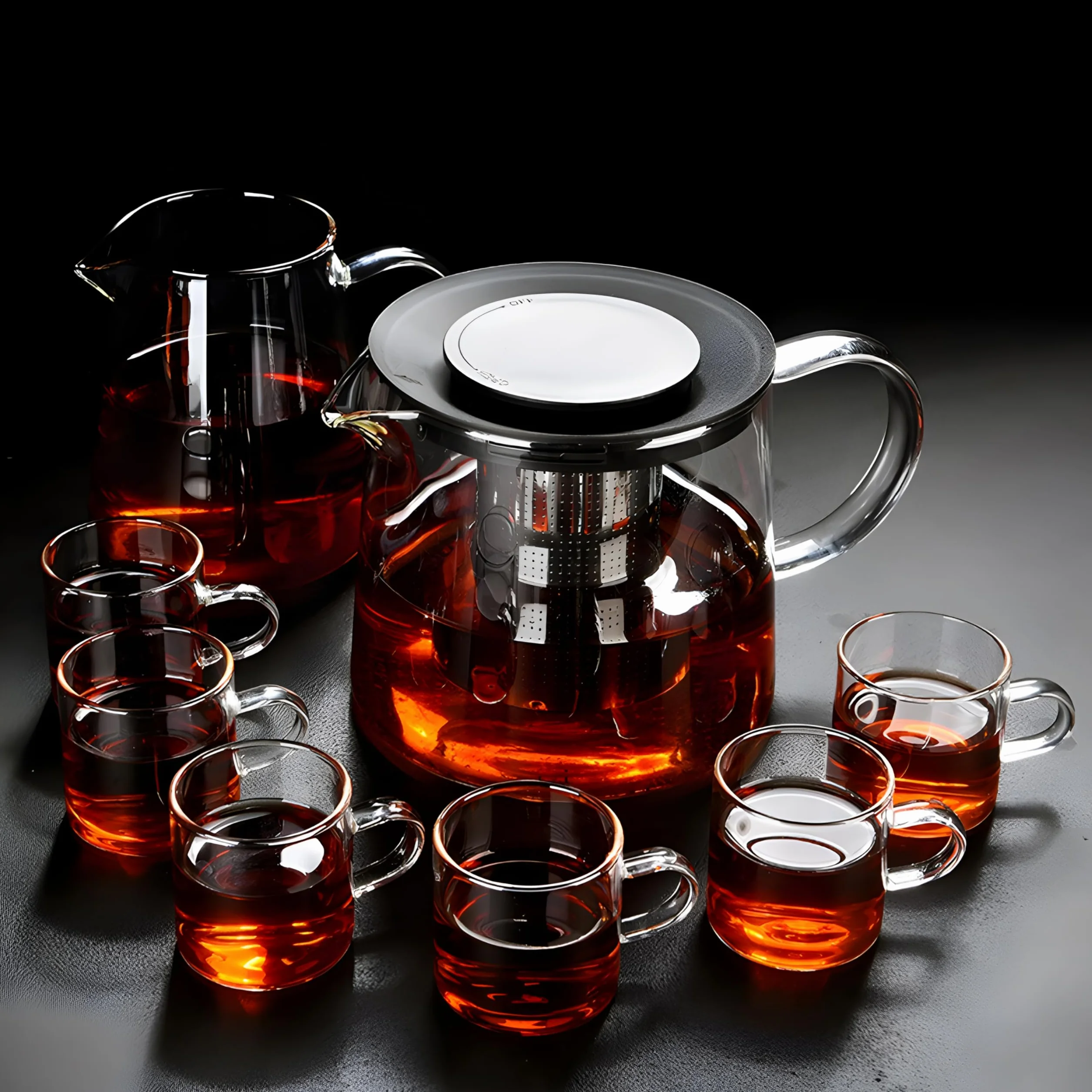 Retoo szklany dzbanek do herbaty z sitkiem 1,5 l 13,5 x 13,5 x 21 cm