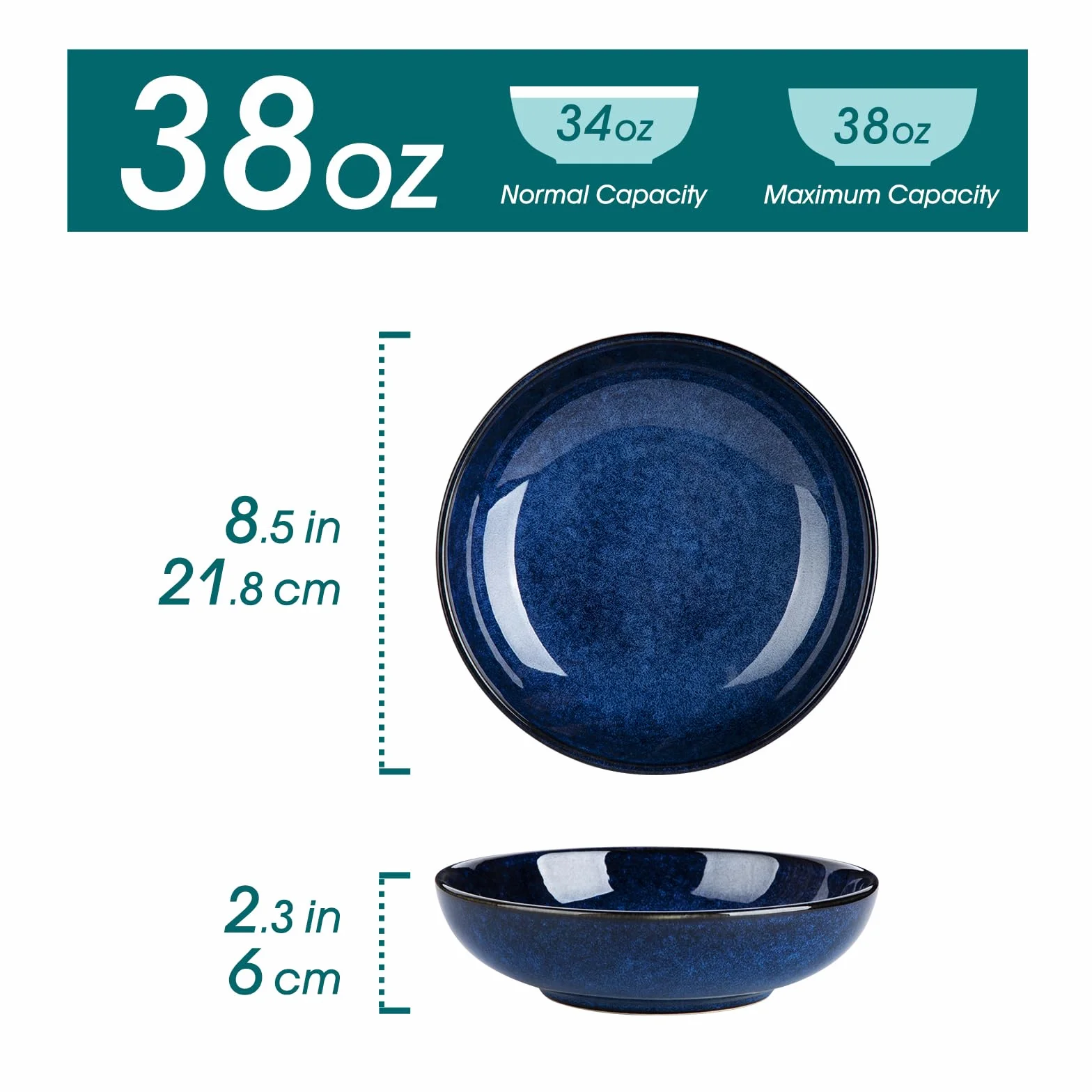 vancasso Stern Ceramiczna miska do makaronu, zestaw 4 sztuk, duże miski do sałatek do serwowania, bezpieczne w kuchence mikrofalowej, do kuchni, zestaw 4 misek z kamionki