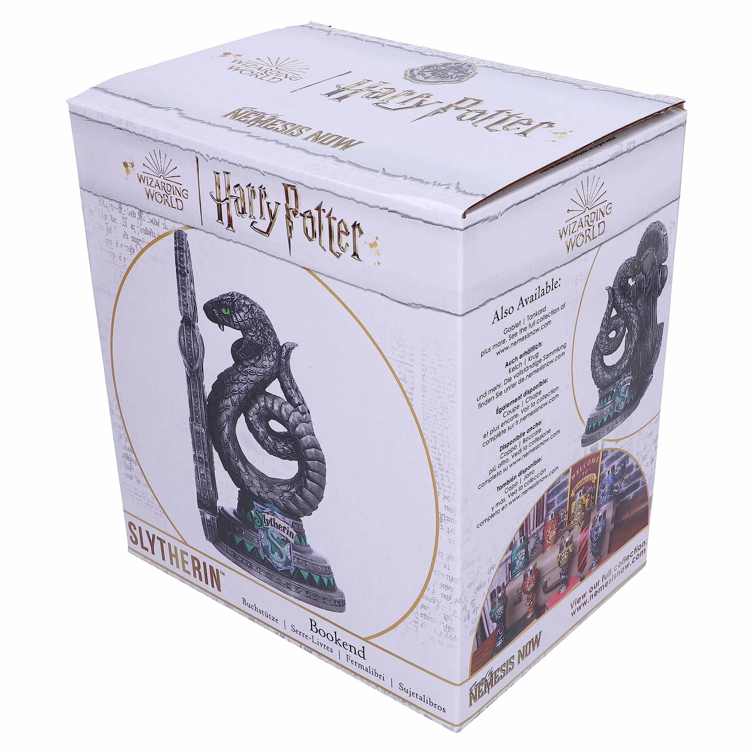Nemesis Now Oficjalnie licencjonowana podpórka do książek Harry Potter Slytherin 20 cm srebrna