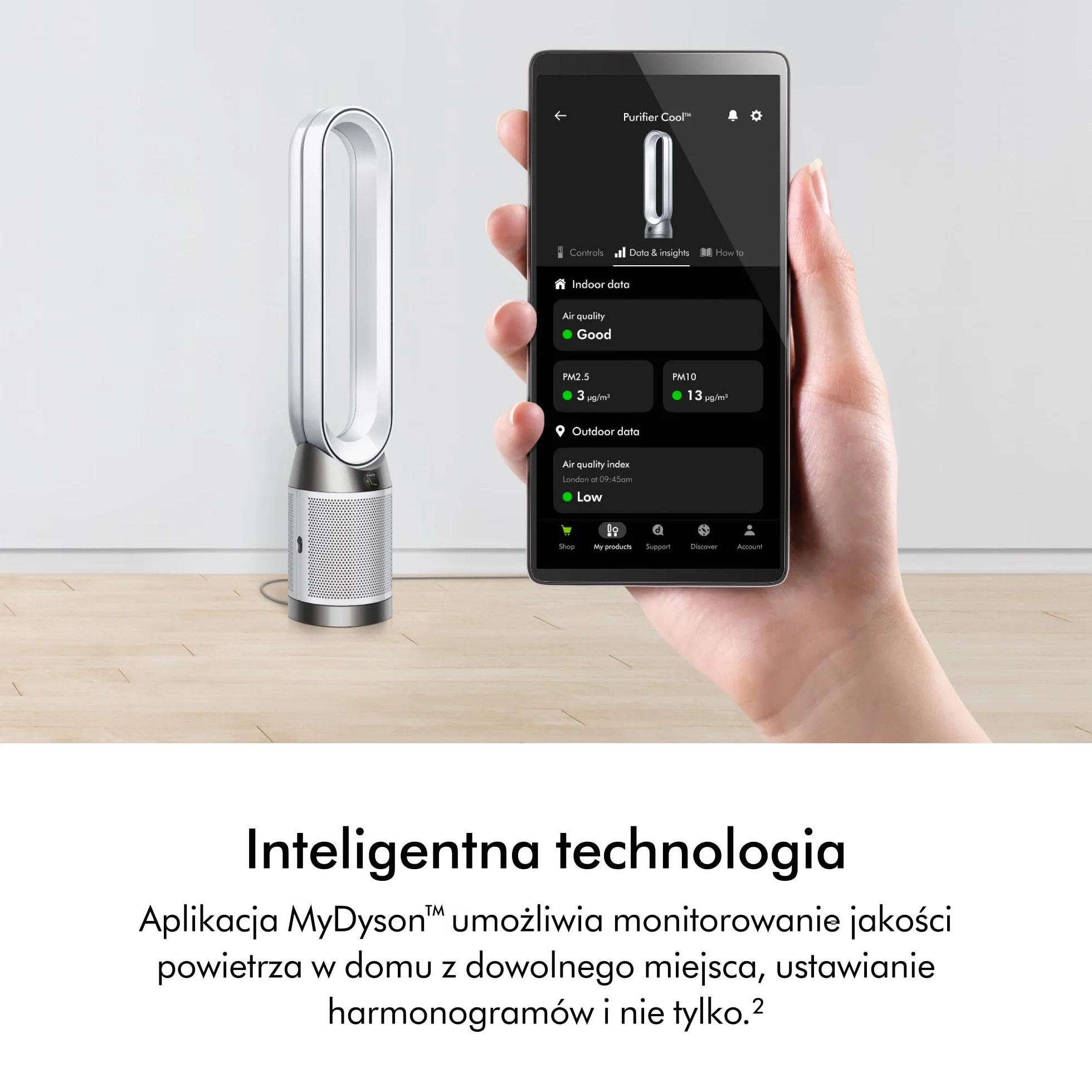 Dyson Purifier Cool PC1 chłodzący oczyszczacz powietrza o dużej mocy (Biały/Biały)