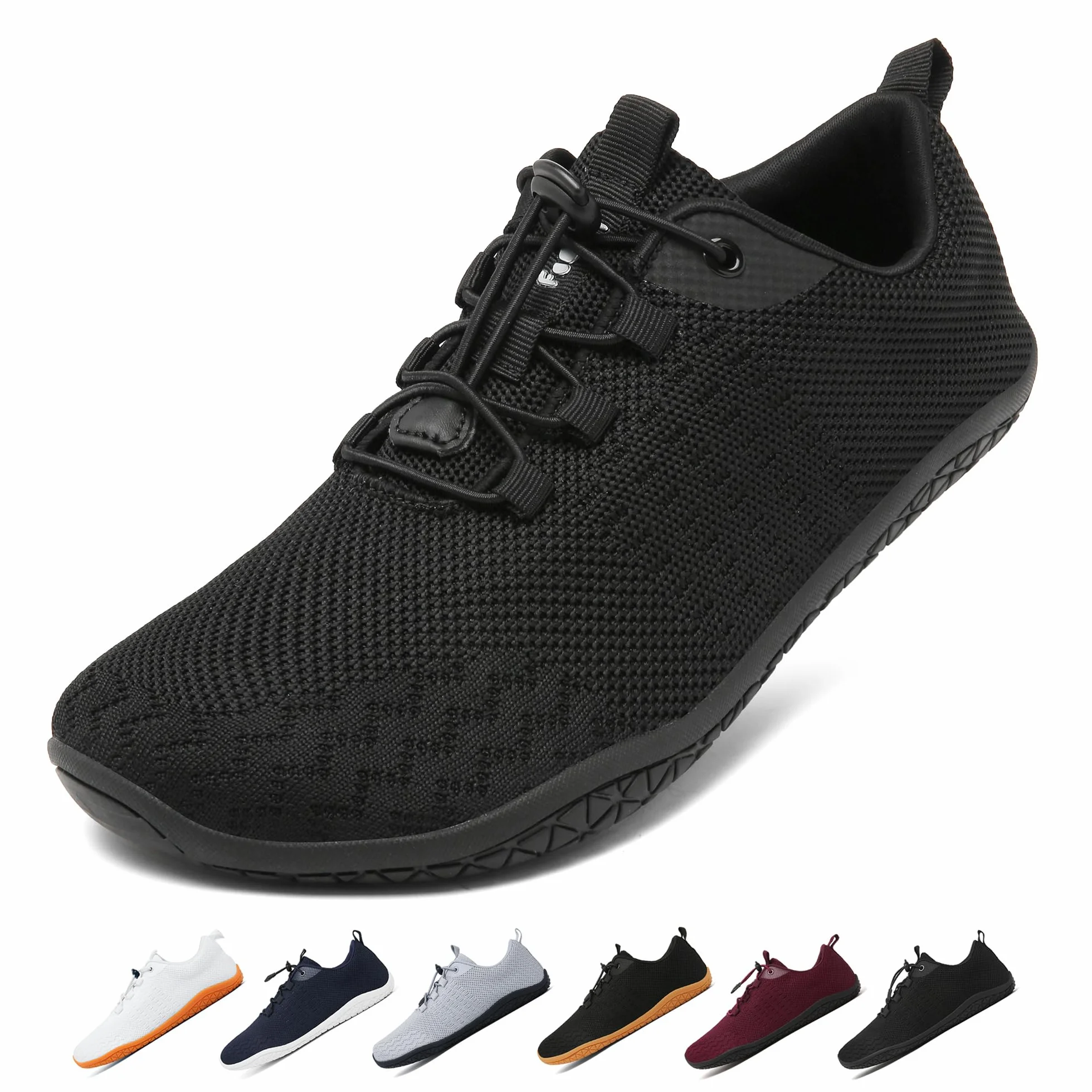Geweo Buty Barefoot Mężczyźni Kobiety Lato Barefoot Shoes Szeroką Skrzynką na Palce Lato Oddychające Buty do Biegania Buty do Treningu Lekkie Wygodne Buty Fitness Sneaker Unisex Czarny 44EU