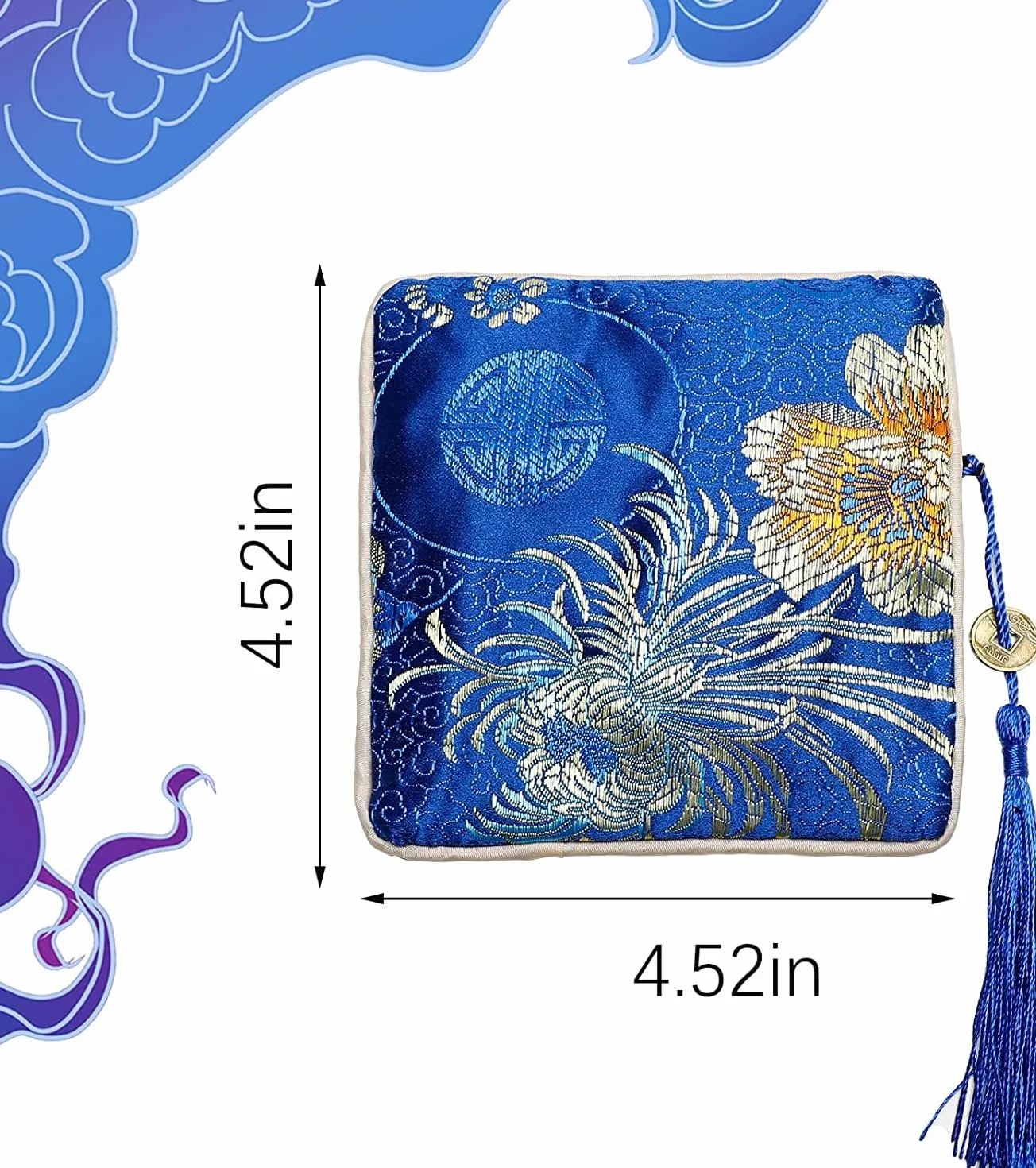 Pinowu Jedwabne torebki na biżuterię z brokatem z zamkiem błyskawicznym (11,5 x 11,5 cm), woreczek na biżuterię z jedwabną torebką, torby na prezenty dla kobiet, monety, podróże, rolki biżuterii, ślub, urodziny, przyjęcie, upominki